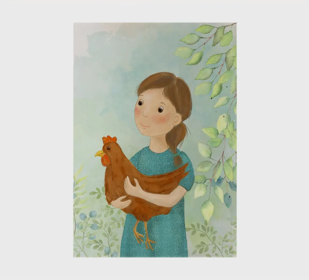 Mädchen mit Huhn notebook by Farbwelten