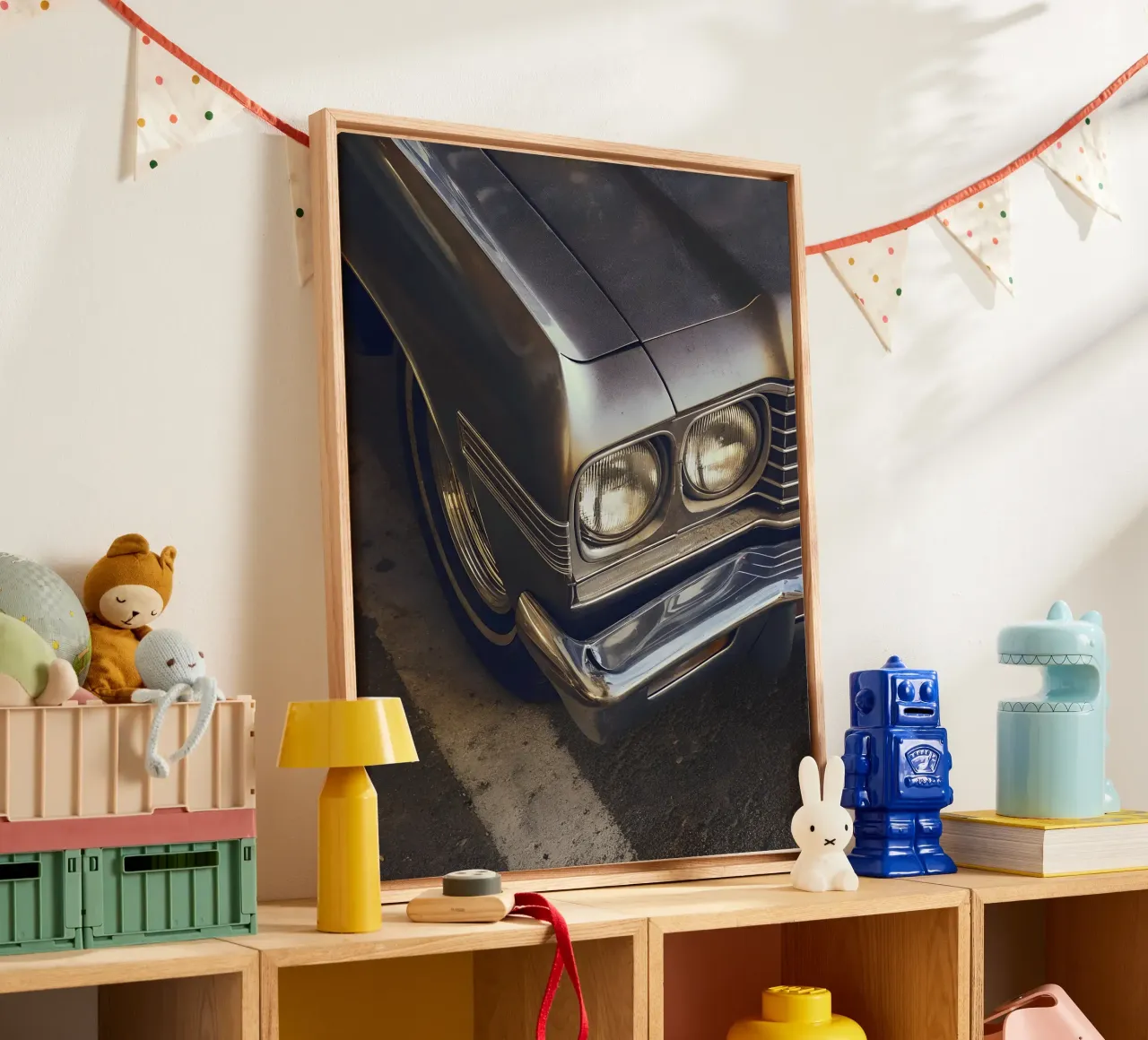 Dettaglio frontale di un'auto d'epoca tela con Cornice a cassetta da CAR EDITION