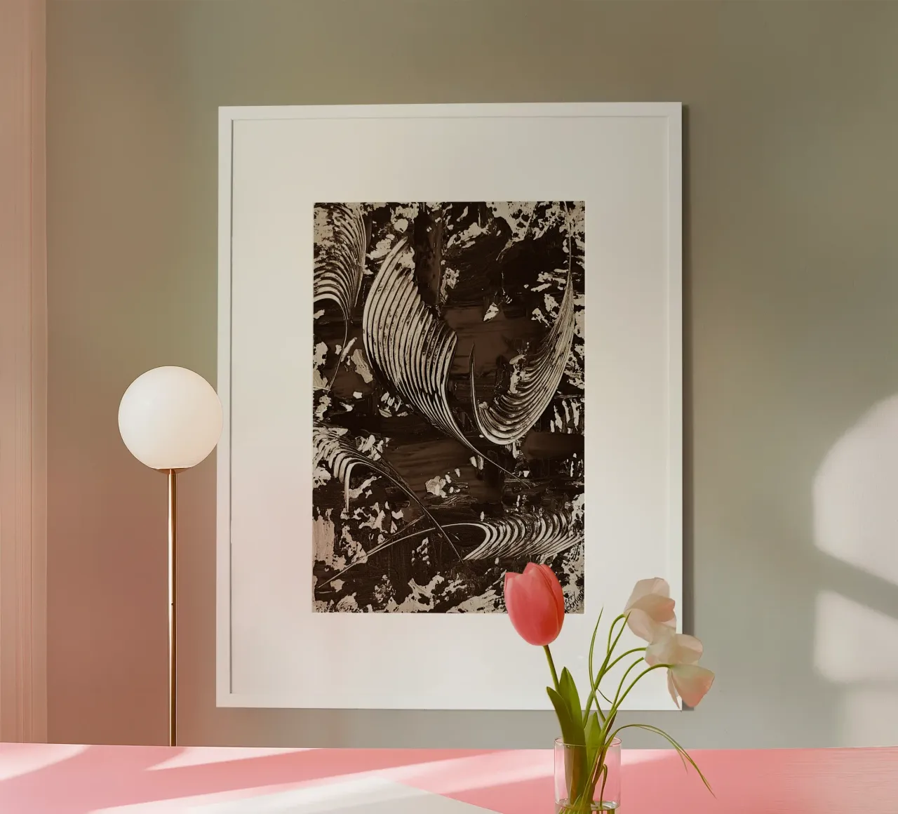 SEPIA 42 poster con telaio in legno da Thierry Vobmann Abstract painting