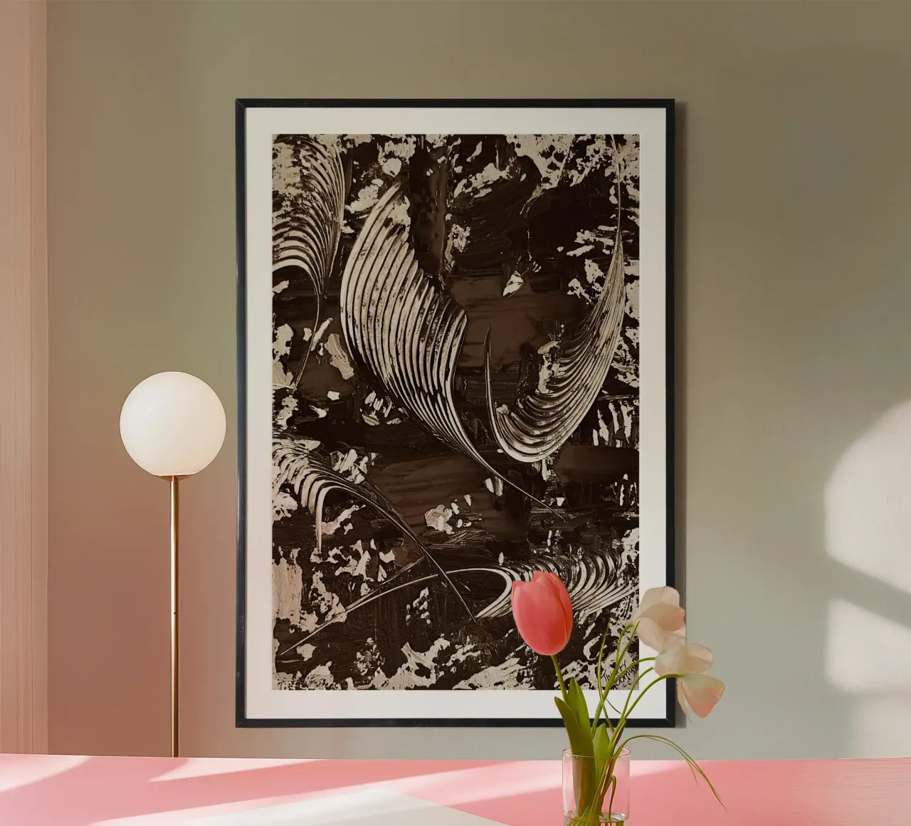 SEPIA 42 poster con telaio in legno da Thierry Vobmann Abstract painting