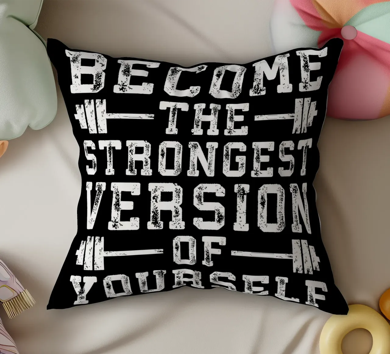 Challenged vs Defeated decorative cushion by Aara