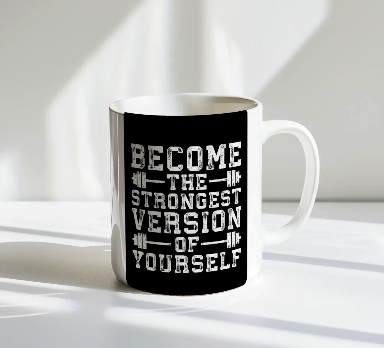 Challenged vs Defeated ceramic mug by Aara