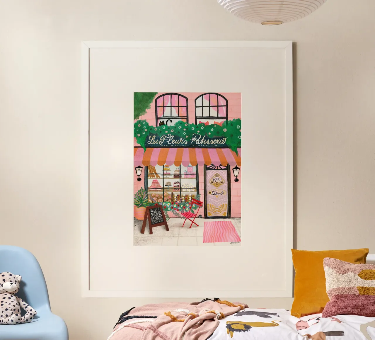 Fronte del negozio di dolci poster con telaio in plastica da Baroo Bloom