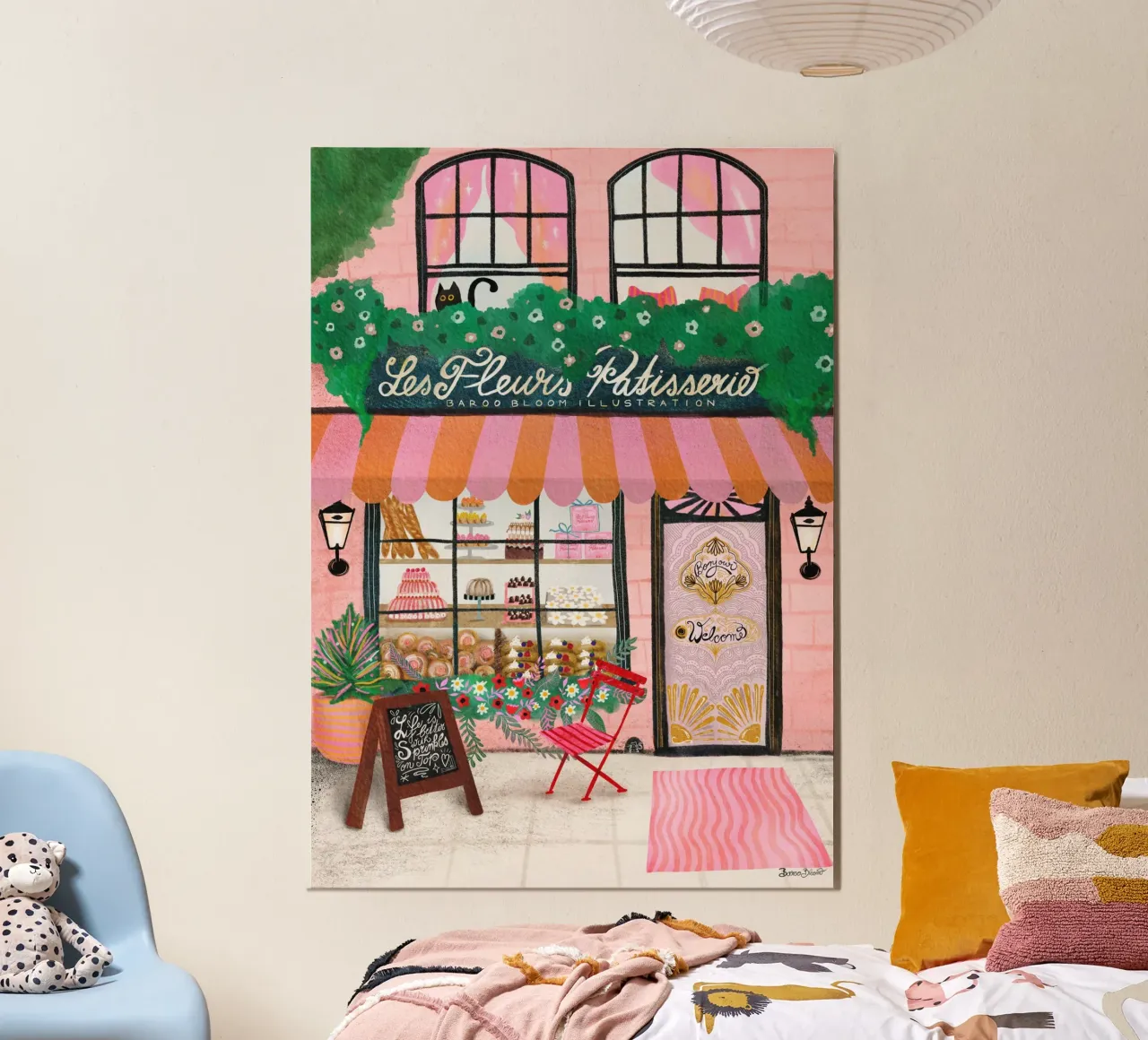 Fronte del negozio di dolci poster con telaio in plastica da Baroo Bloom