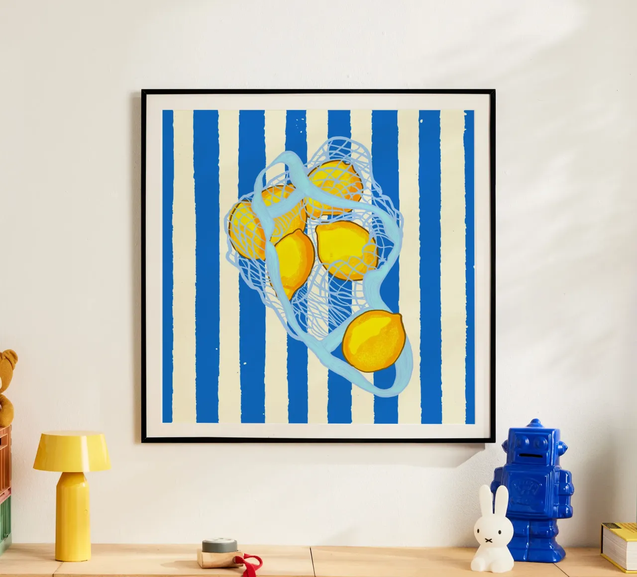 Vintage Citrus Lemons poster con telaio in alluminio da EDMPROJECT