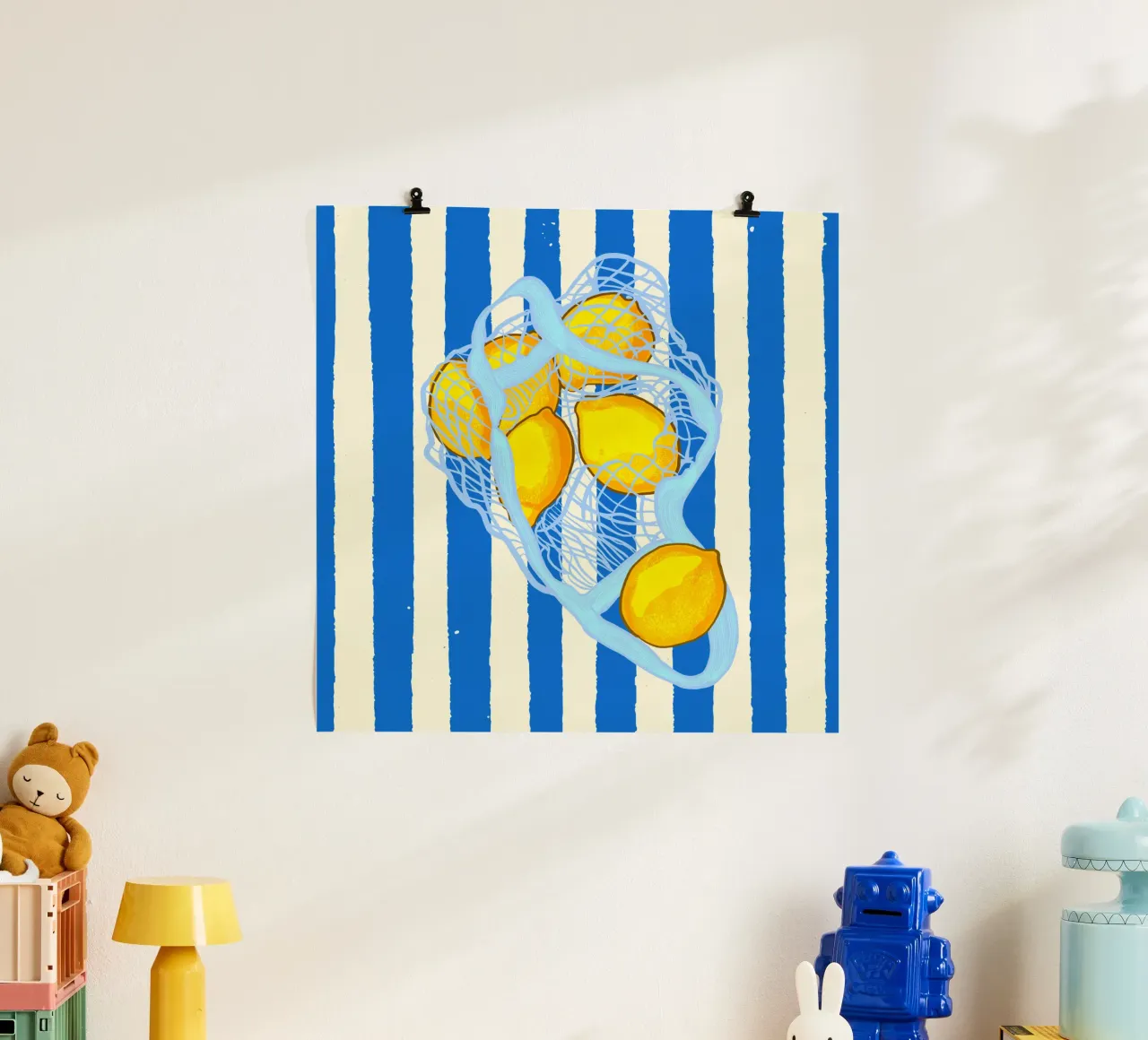 Vintage Citrus Lemons poster con telaio in alluminio da EDMPROJECT