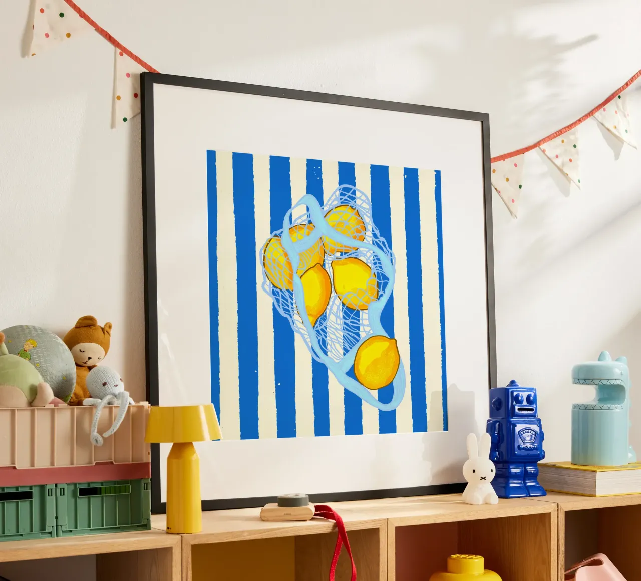 Vintage Citrus Lemons poster con telaio in alluminio da EDMPROJECT