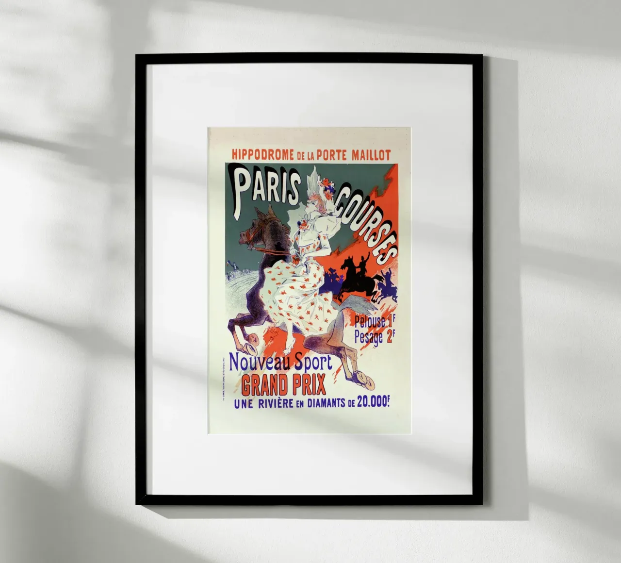 Poster for l'Hippodrome de la Porte-Maillot, Paris-Courses -Jules Chéret poster con marco de madera de Artokoloro Quint Lox Ltd