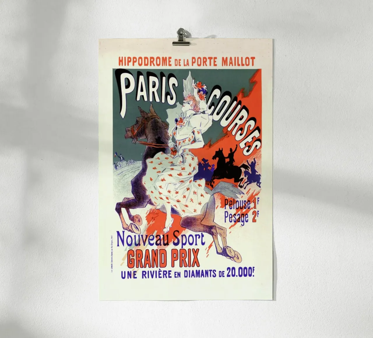 Poster for l'Hippodrome de la Porte-Maillot, Paris-Courses -Jules Chéret poster con marco de madera de Artokoloro Quint Lox Ltd