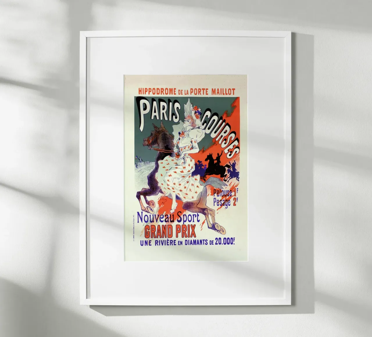 Poster for l'Hippodrome de la Porte-Maillot, Paris-Courses -Jules Chéret poster con marco de madera de Artokoloro Quint Lox Ltd