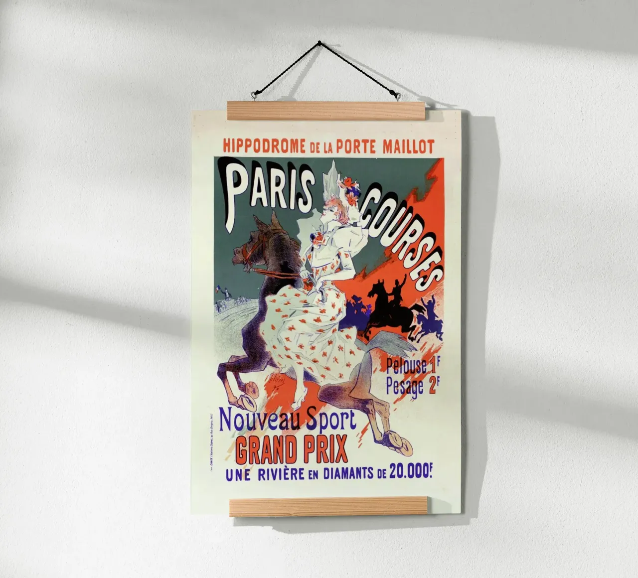 Poster for l'Hippodrome de la Porte-Maillot, Paris-Courses -Jules Chéret poster con marco de madera de Artokoloro Quint Lox Ltd