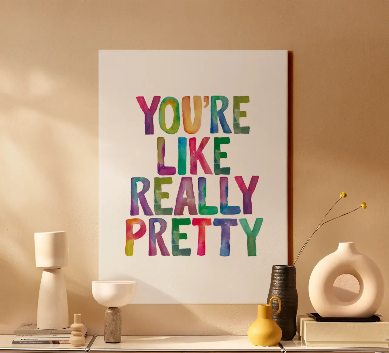 Jullie zijn net echt mooie kinderen Regenboog Typografie Ontwerp canvas van THE MOTIVATED TYPE