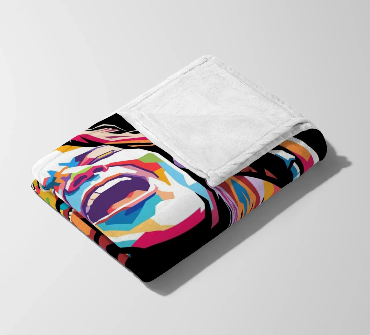 Janis Joplin, ritratto colorato in stile pop art coperta in pile da Hantamrata