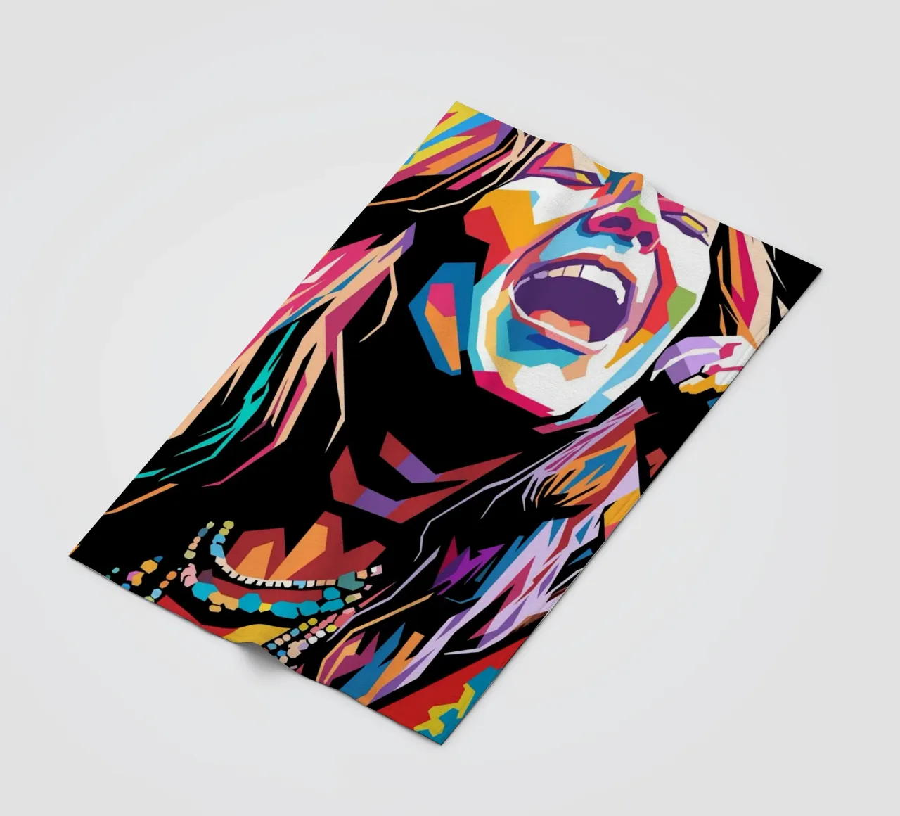 Janis Joplin, ritratto colorato in stile pop art coperta in pile da Hantamrata