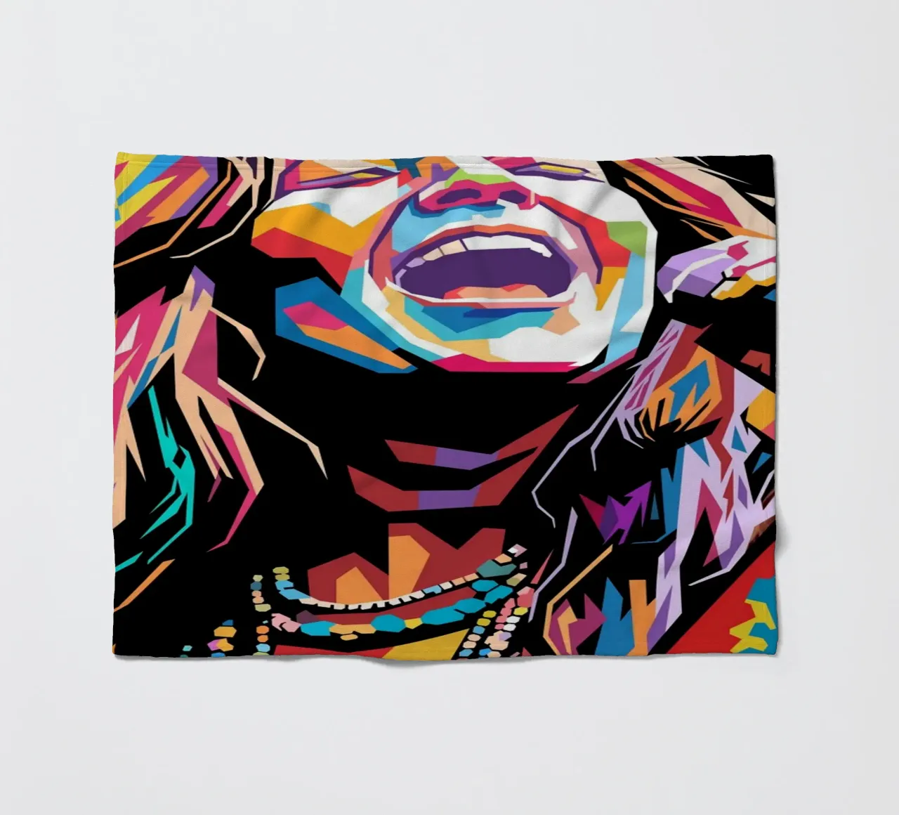 Janis Joplin, ritratto colorato in stile pop art coperta in pile da Hantamrata