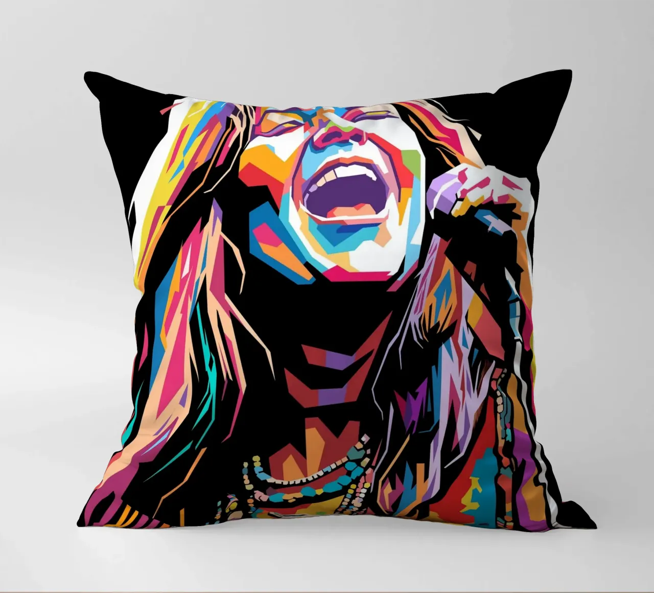Janis Joplin, ritratto colorato in stile pop art cuscino da Hantamrata