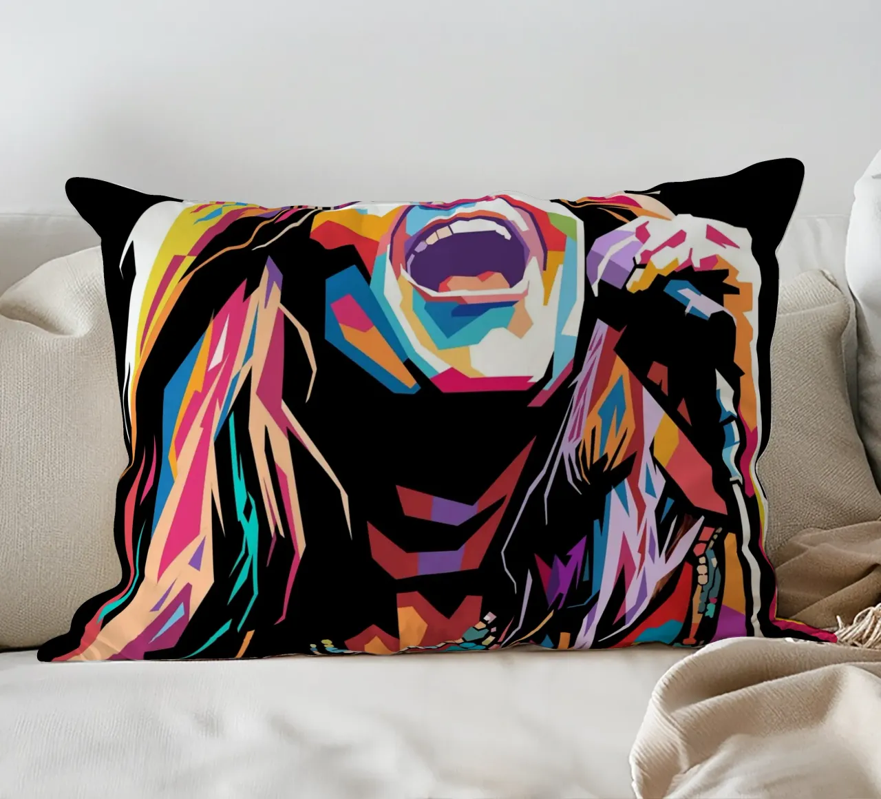 Janis Joplin, ritratto colorato in stile pop art cuscino da Hantamrata