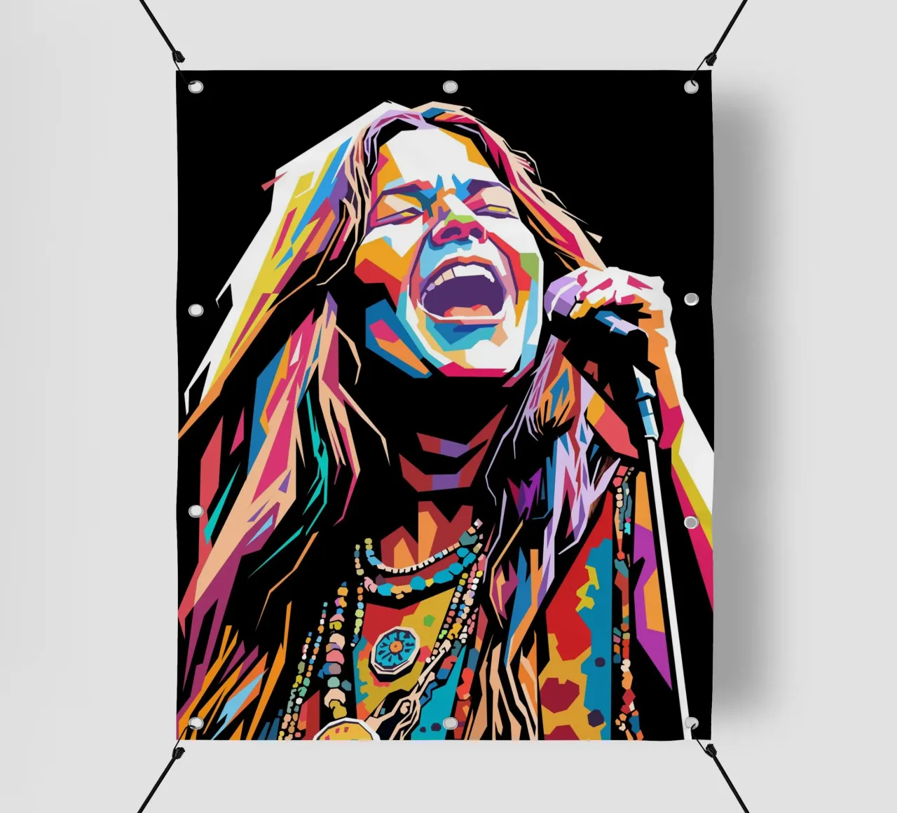 Janis Joplin, ritratto colorato in stile pop art telo in pvc da Hantamrata