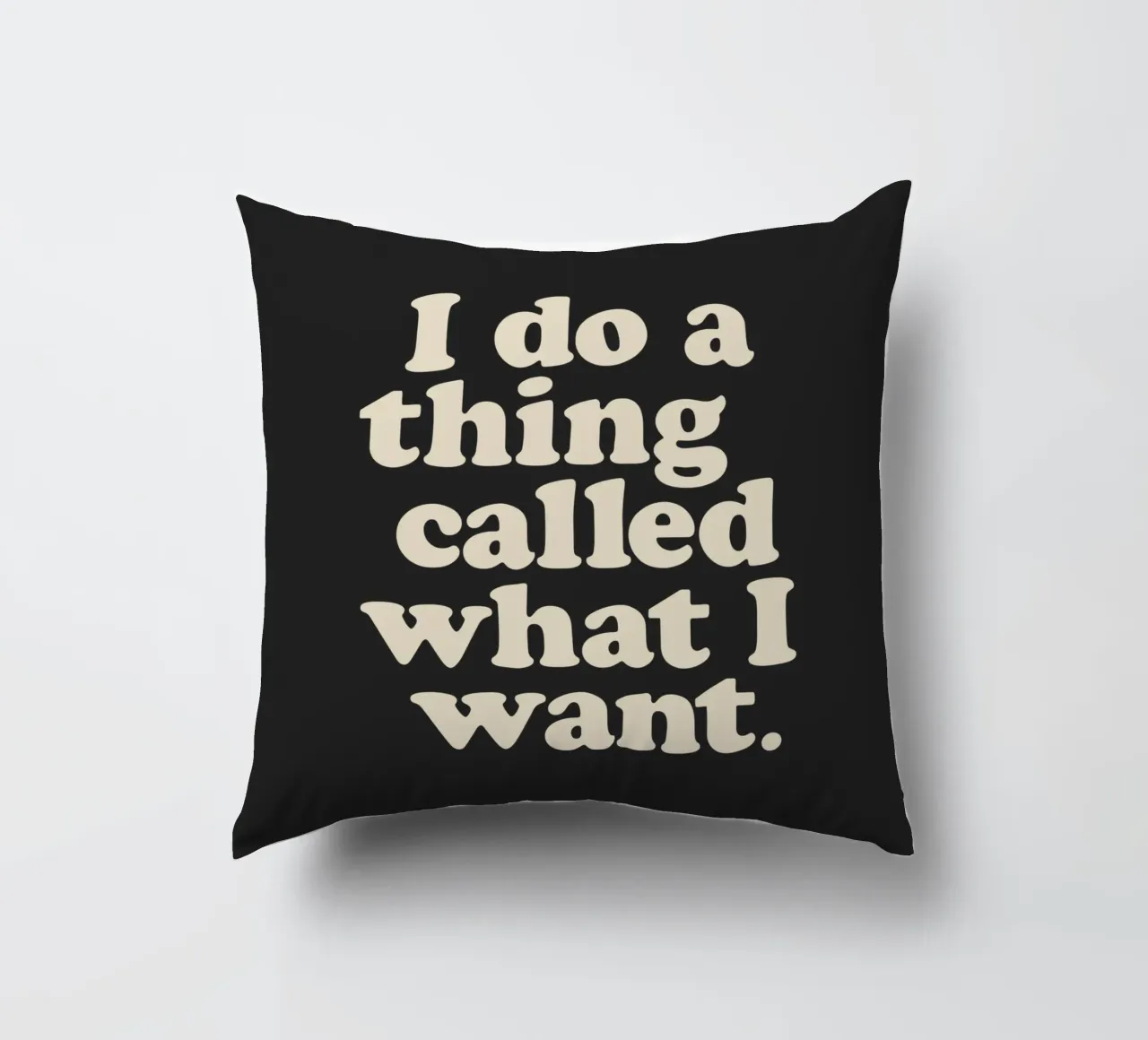 I Do a Thing Called What I Want Bold Retro Minimalism Print decorative cushion by THE MOTIVATED TYPE