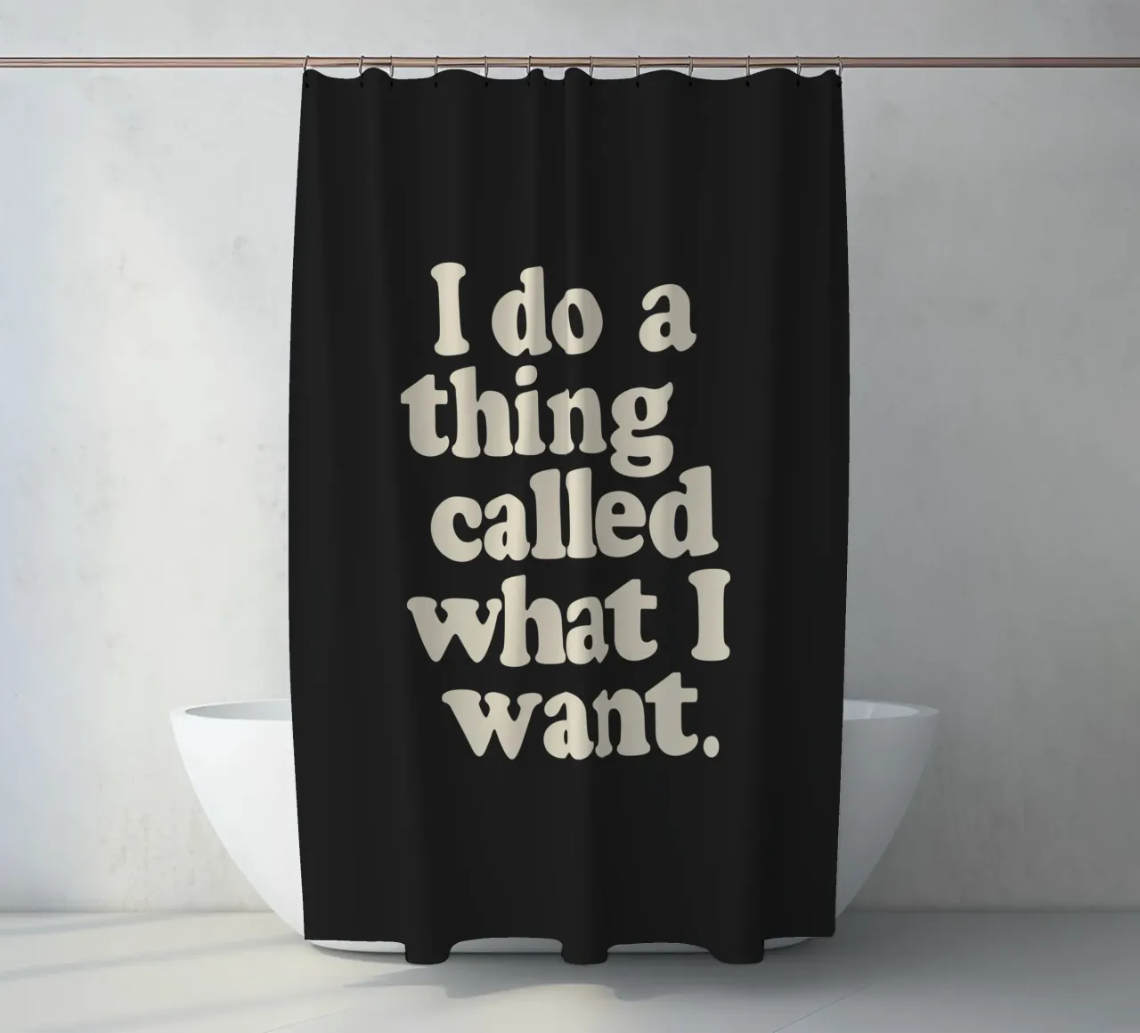I Do a Thing Called What I Want (Je fais une chose appelée ce que je veux) Bold Retro Minimalism Print (Impression rétro minimaliste audacieuse) rideau de douche de THE MOTIVATED TYPE