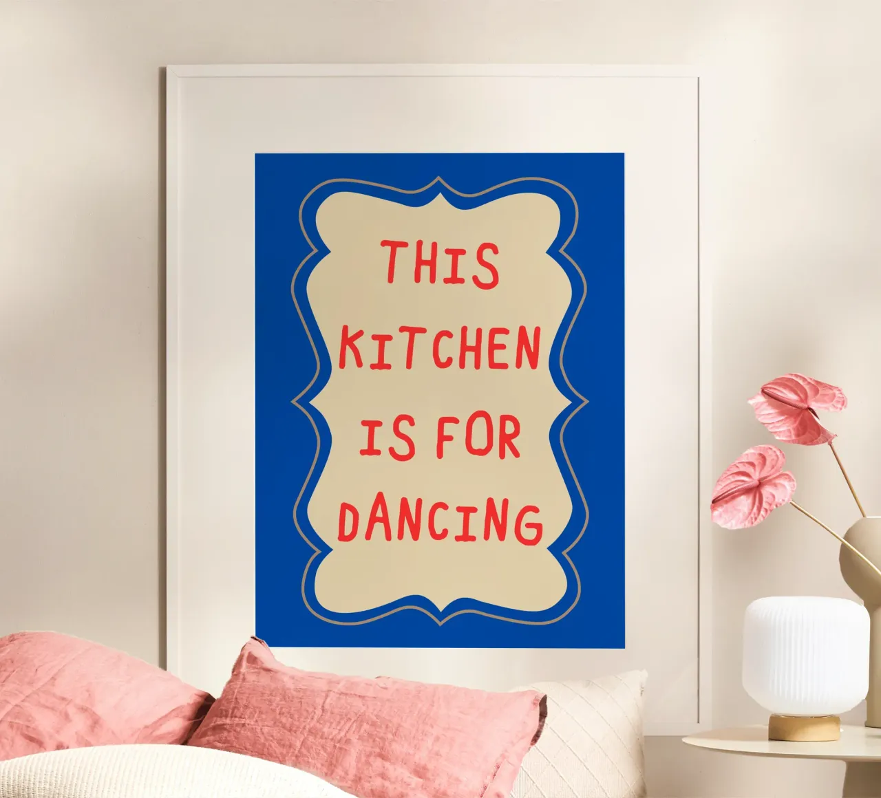 This kitchen is for dancing poster con telaio in alluminio da edsonramosart