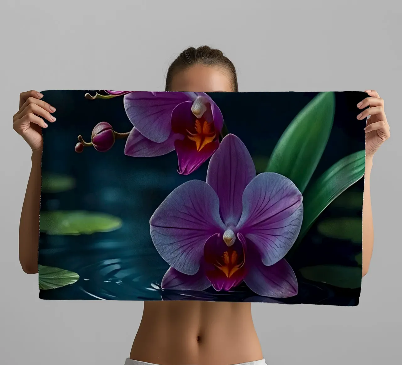 Stile_orchidea_A_3 asciugamano da bagno da Farb- und Blütenzauber by LK