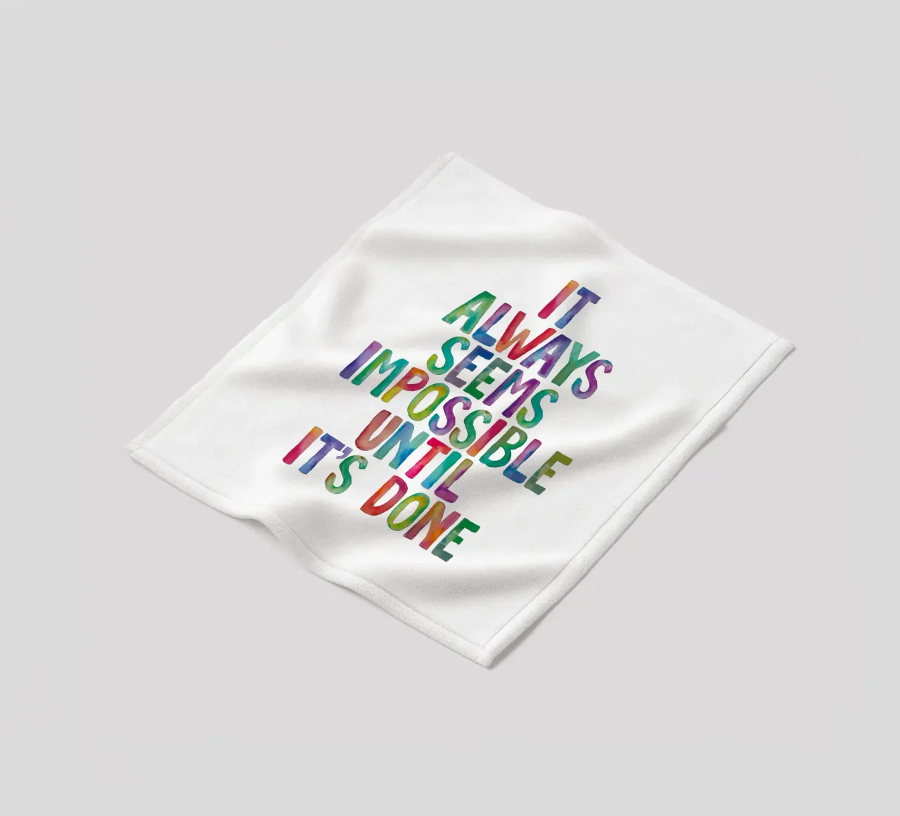 It Always Seems Impossible Until It's Done Regenbogen Design fleece blanket by THE MOTIVATED TYPE
