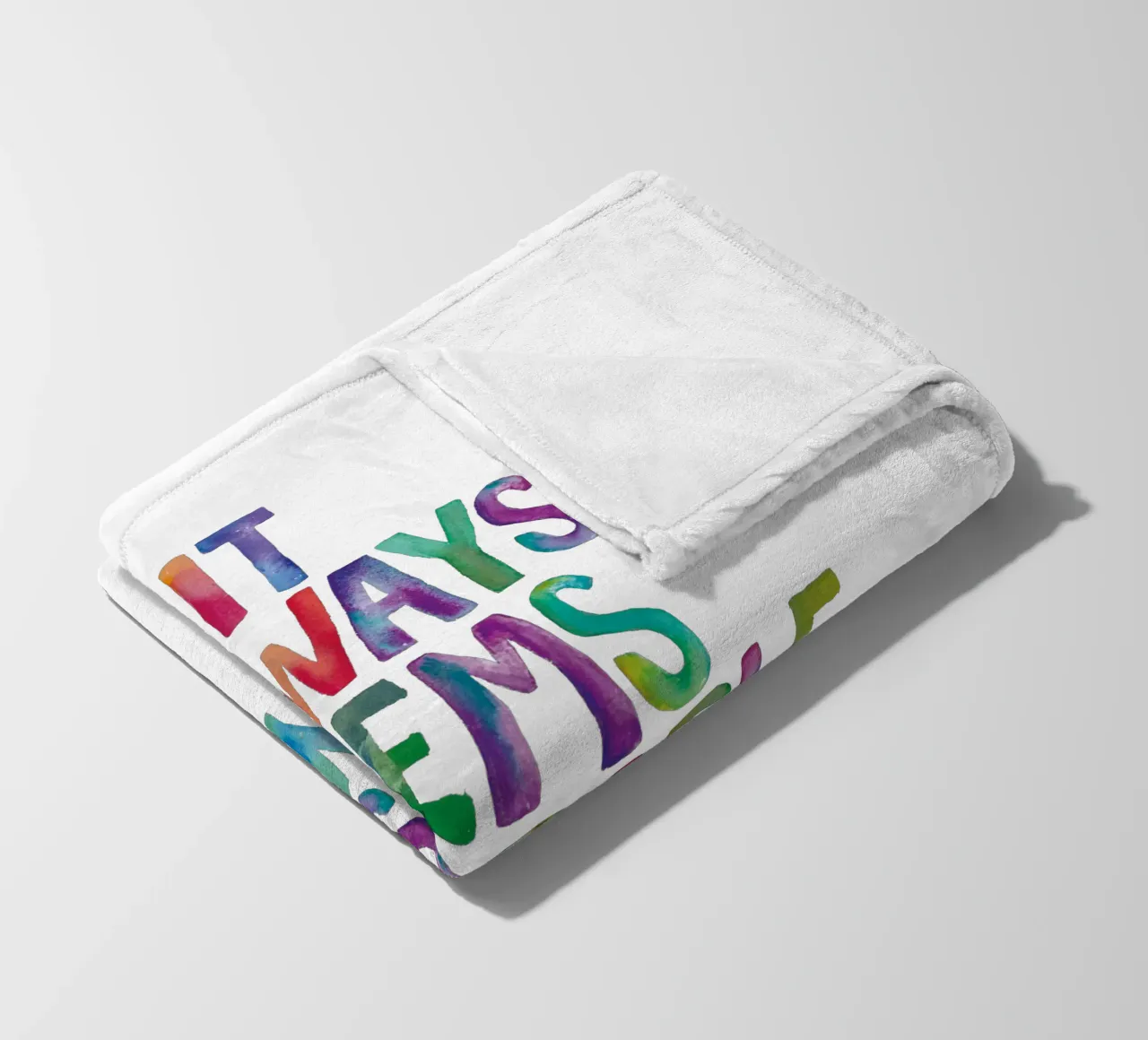 It Always Seems Impossible Until It's Done Regenbogen Design fleece blanket by THE MOTIVATED TYPE