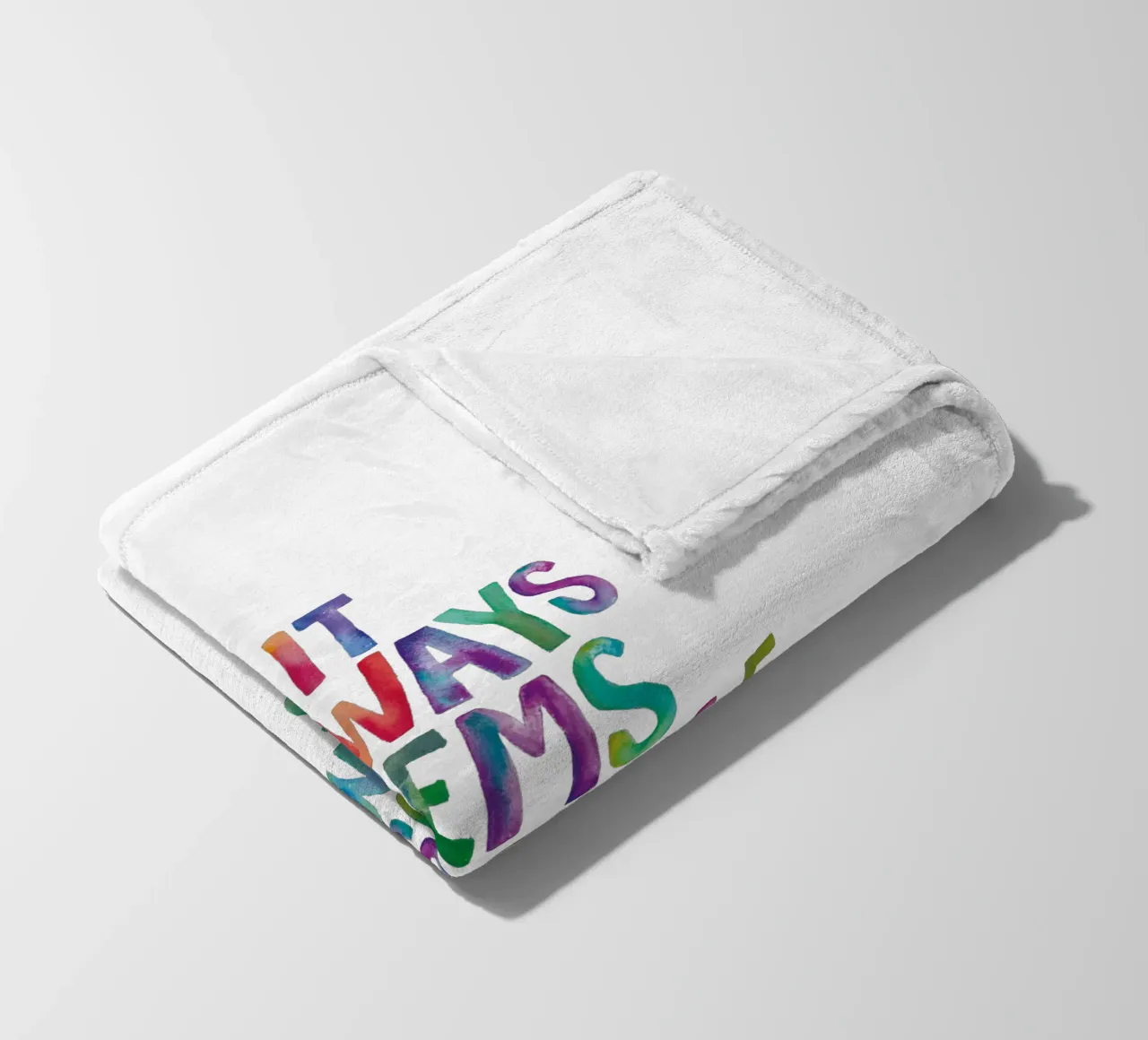 It Always Seems Impossible Until It's Done Regenbogen Design fleece blanket by THE MOTIVATED TYPE