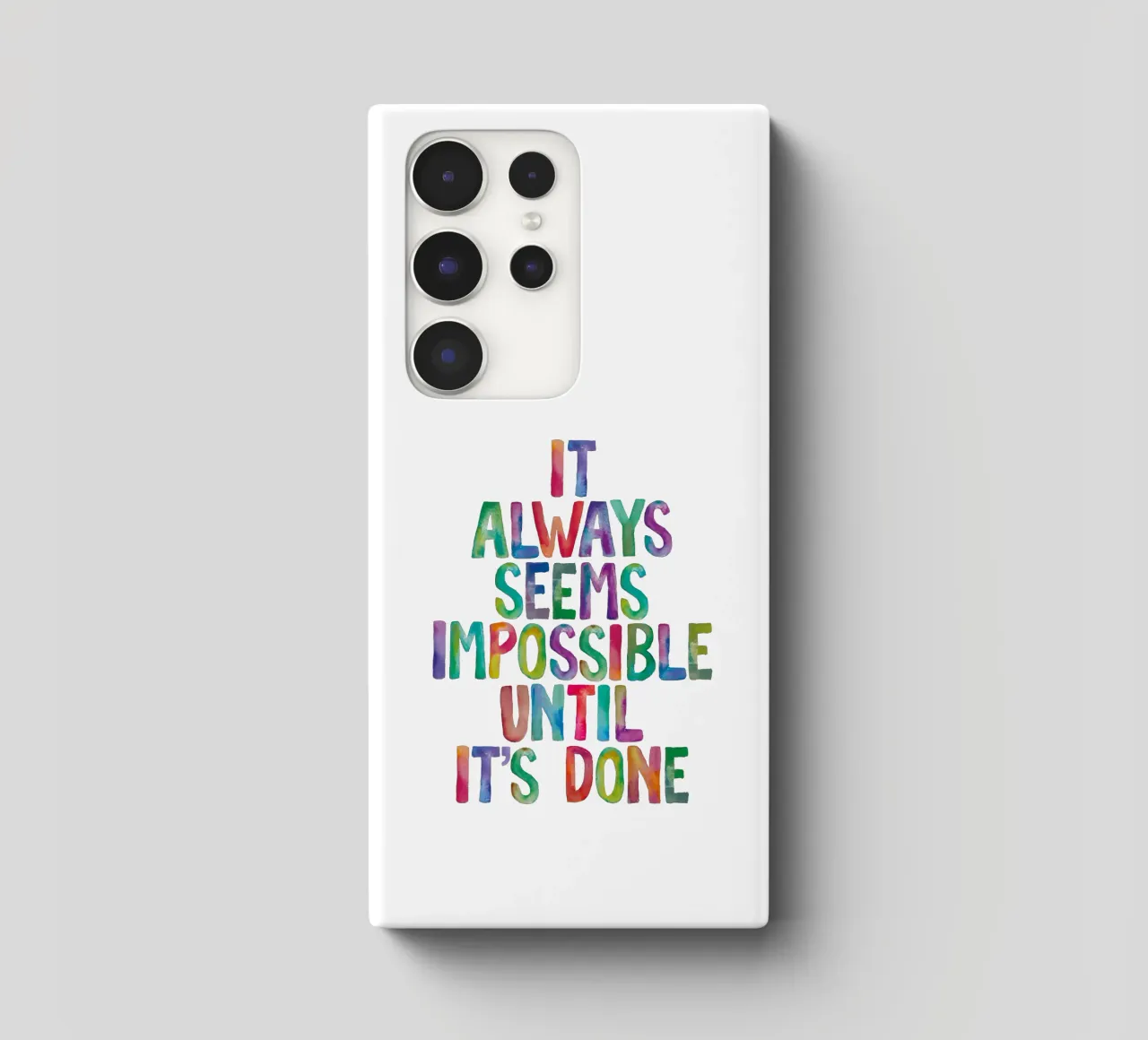 It Always Seems Impossible Until It's Done Regenbogen Design samsung phone case by THE MOTIVATED TYPE