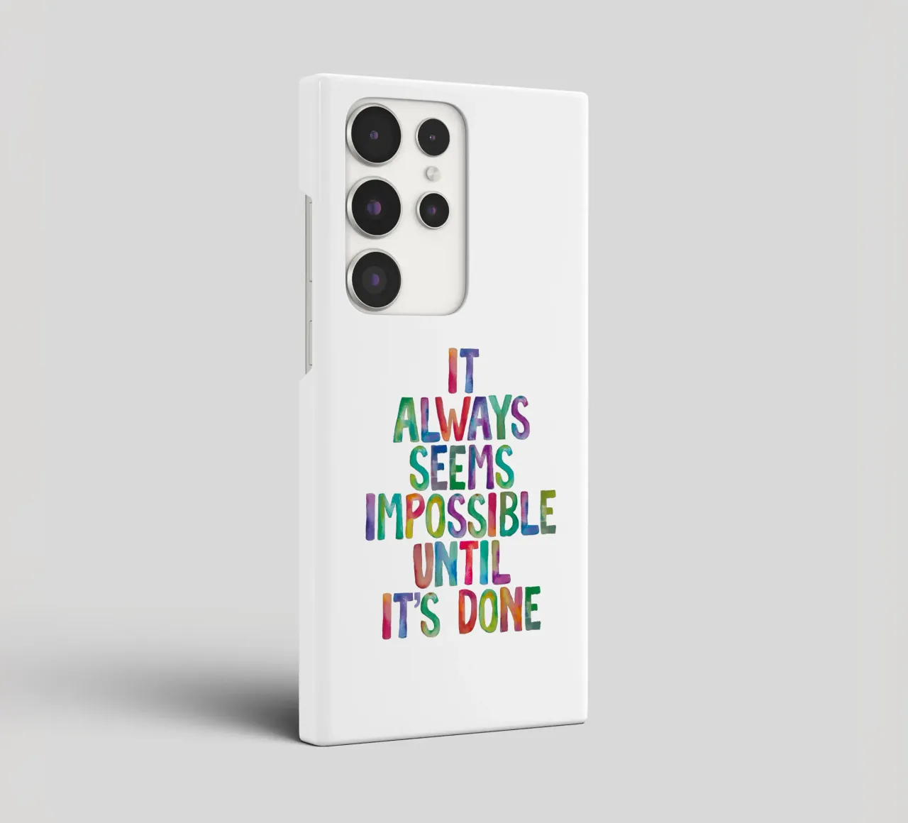 It Always Seems Impossible Until It's Done Regenbogen Design samsung phone case by THE MOTIVATED TYPE