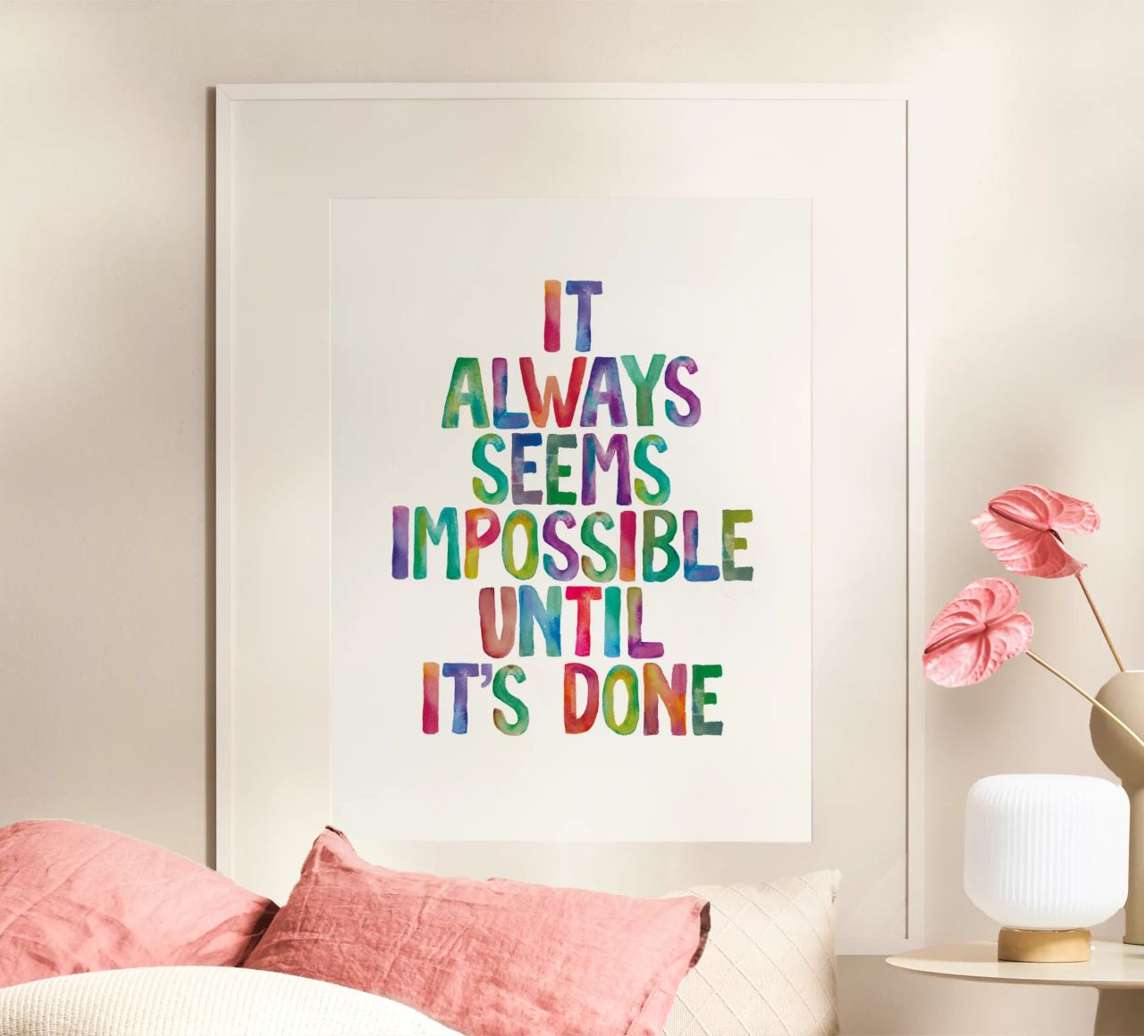 Het lijkt altijd onmogelijk totdat het is gelukt Regenbogen Design hahnemühle van THE MOTIVATED TYPE