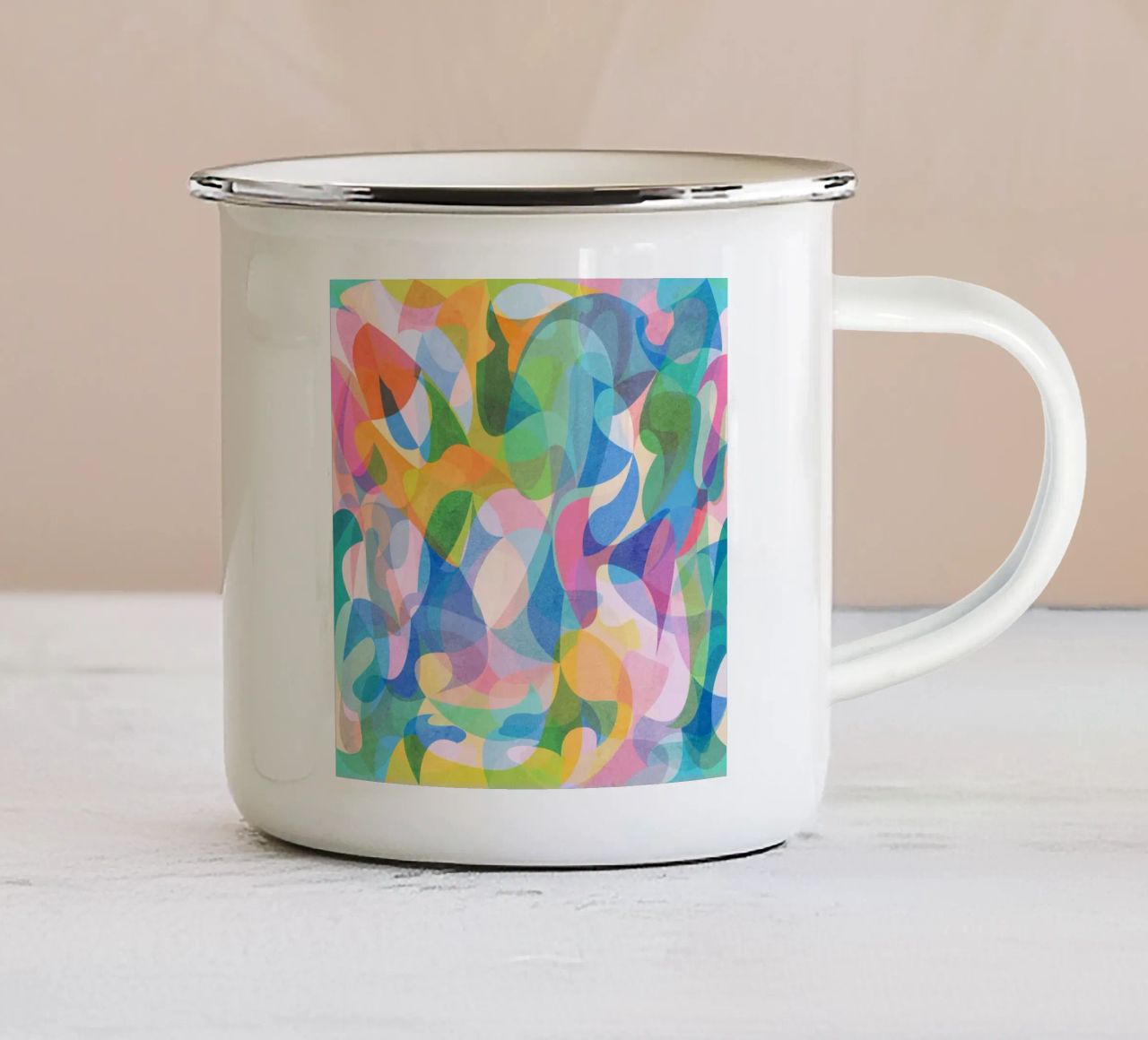 Motivo astratto a colori tazza in smalto da lovely lines
