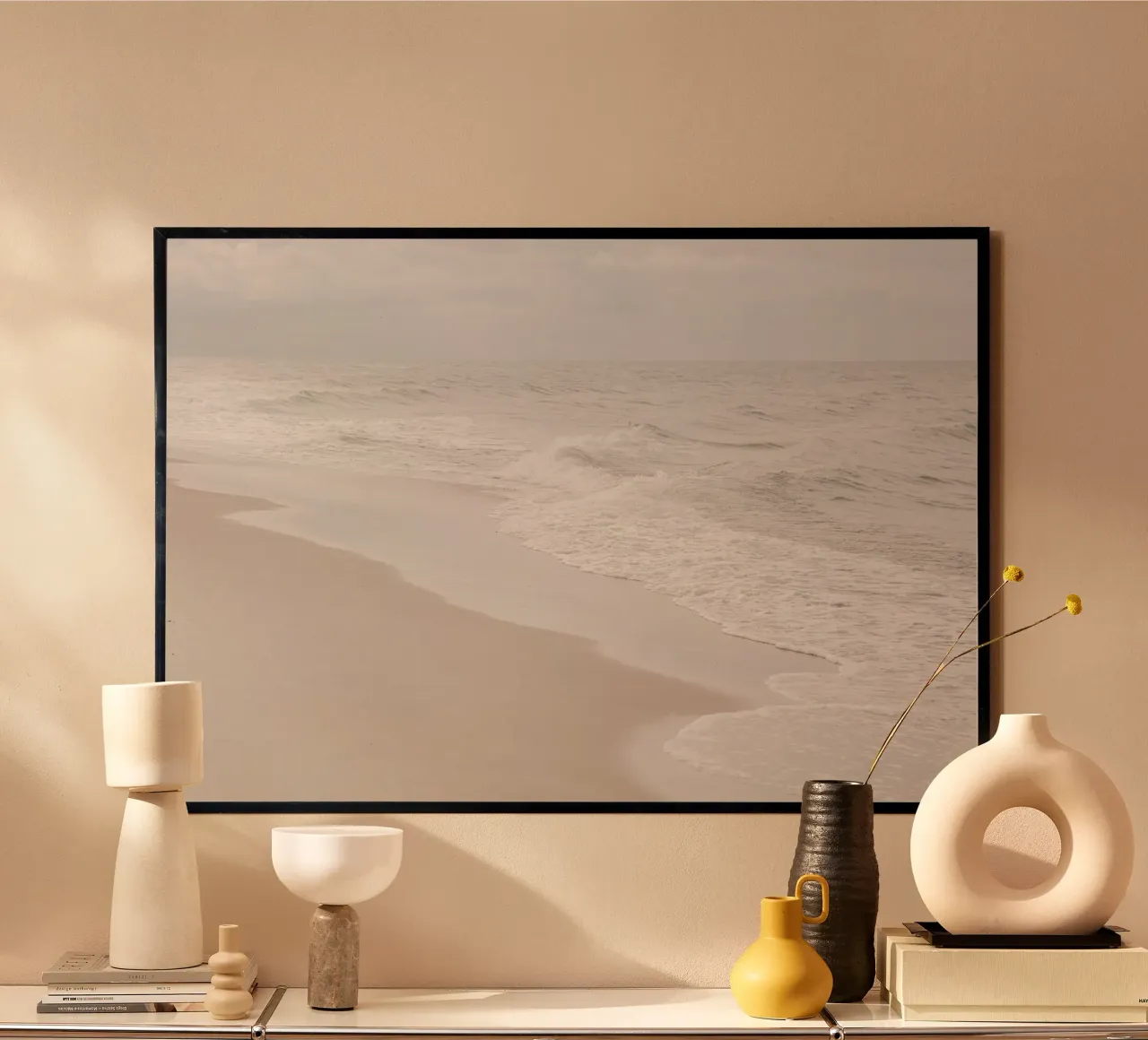 Waves at the Baltic Sea in Germany poster con telaio in legno da susea