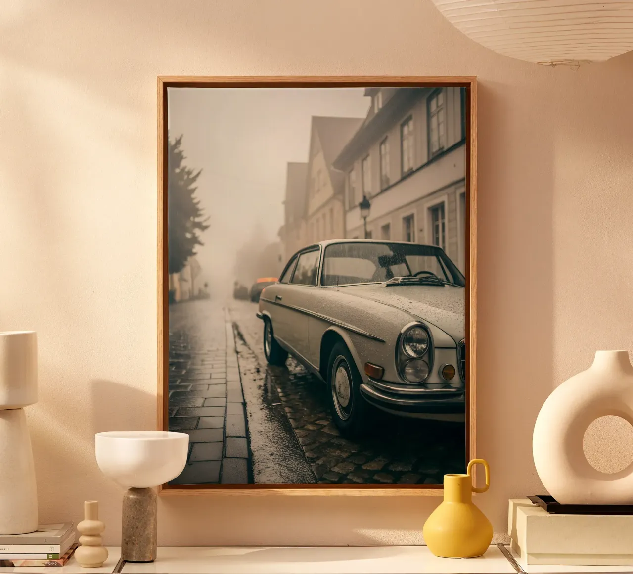 Oldtimer-Regen Leinwand mit Schattenfugenrahmen von CAR EDITION
