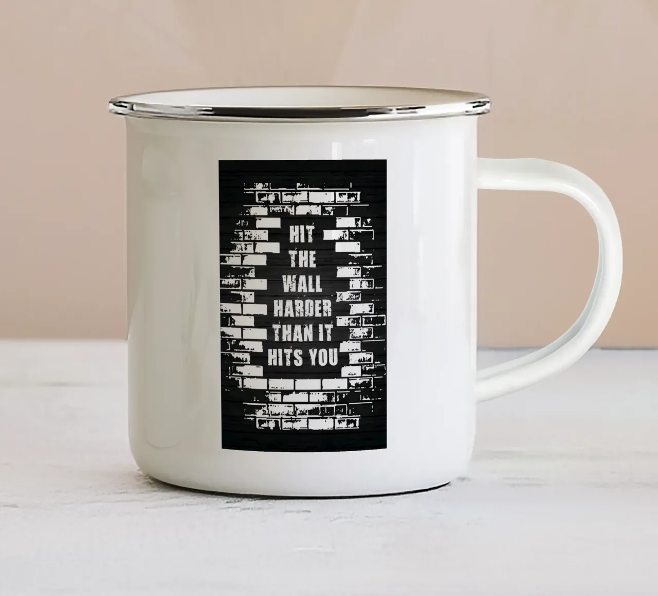 Paura di essere nella media tazza in smalto da Aara