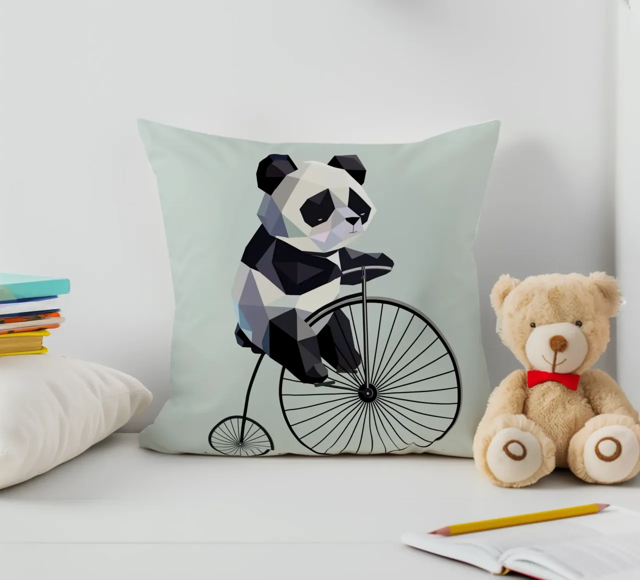 Panda su penny-farthing: il retrò incontra l'amore per gli animali cuscino da namosh