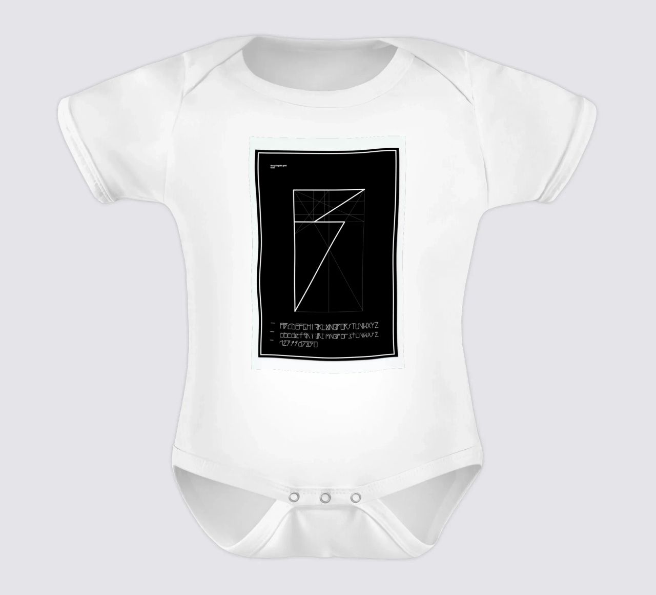 Penguin Grid Font body neonato maniche corte da Marcin Plonka