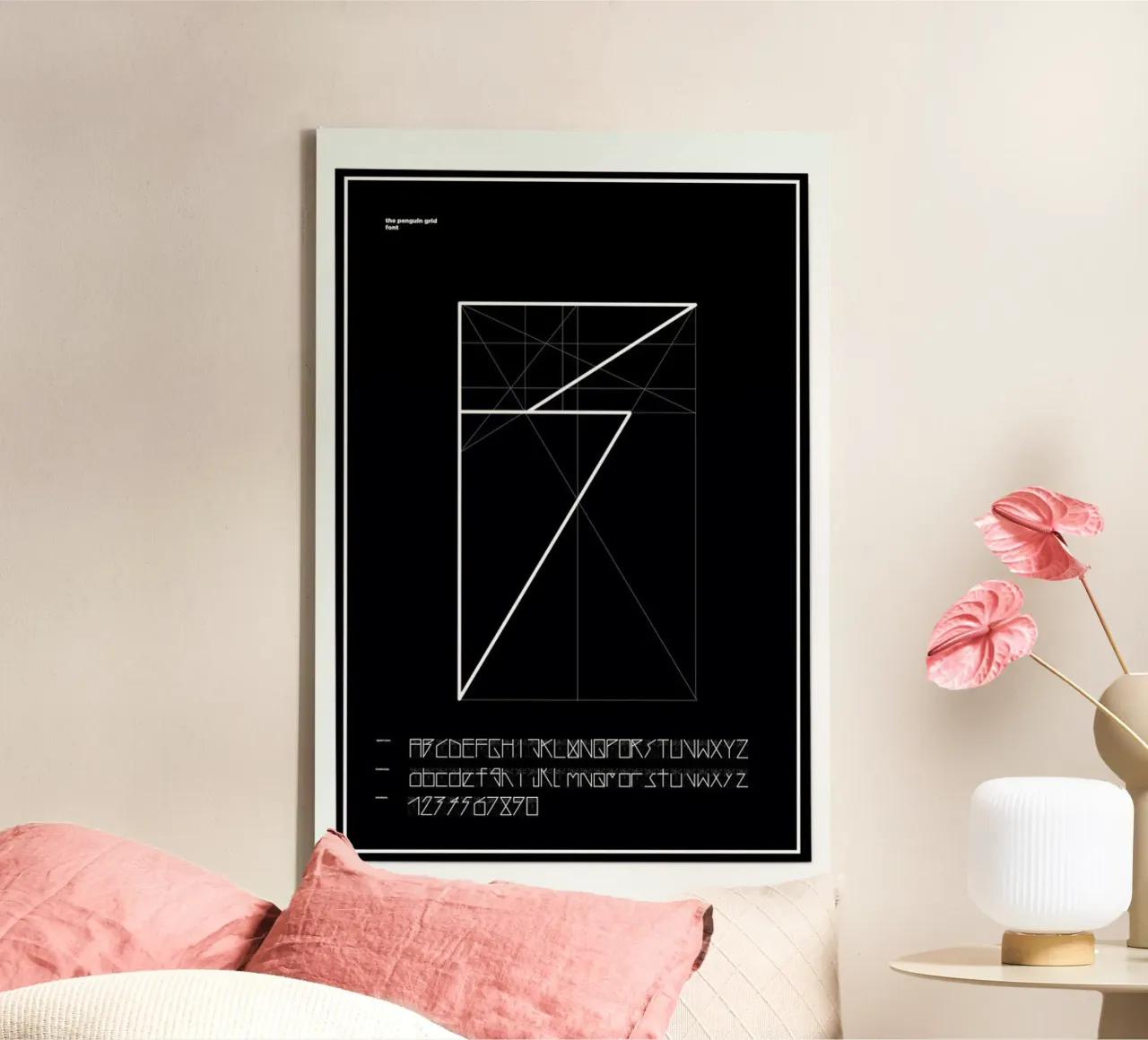 Penguin Grid Font canvas van Marcin Plonka