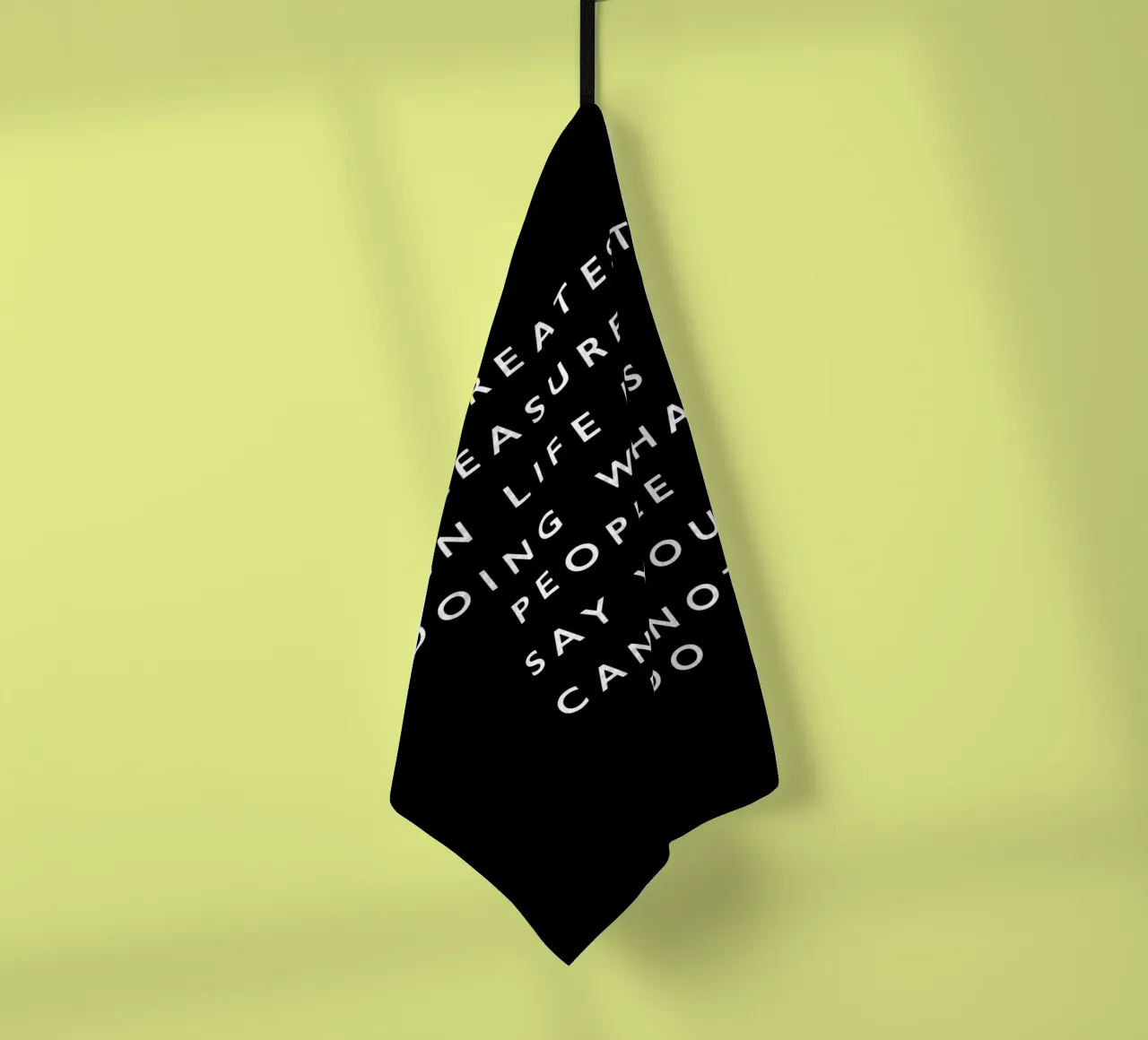 The Greatest Pleasure in Life Typografie Design tea towel by THE MOTIVATED TYPE