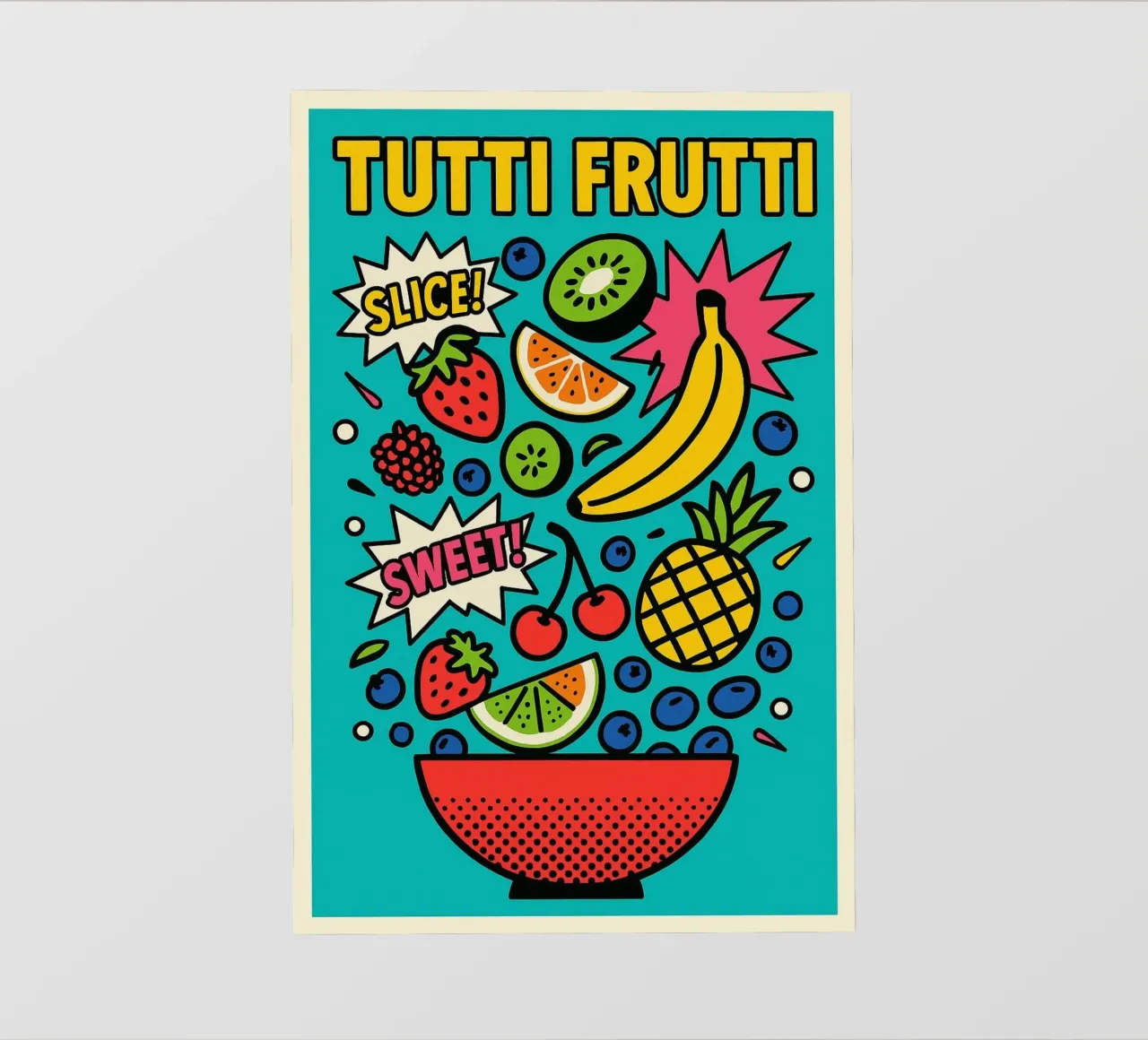 Explosion Tutti Frutti – Un bol de pop acidulée pellicola backlit da Pop and Fruits - Affiches & posters