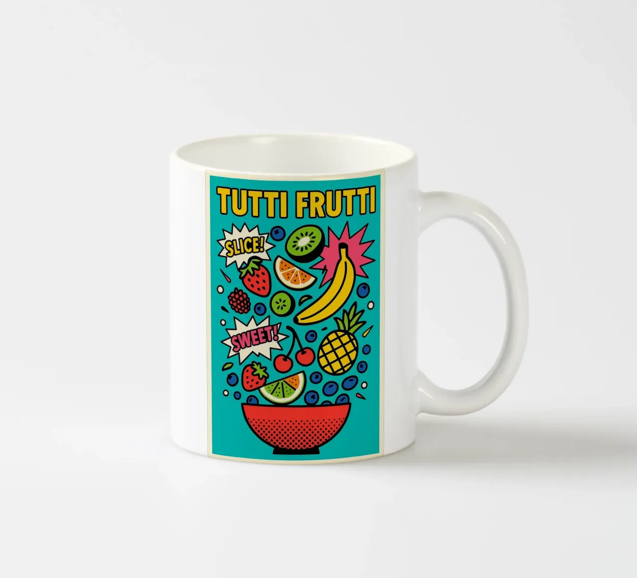 Explosion Tutti Frutti – Un bol de pop acidulée tazza in ceramica da Pop and Fruits - Affiches & posters
