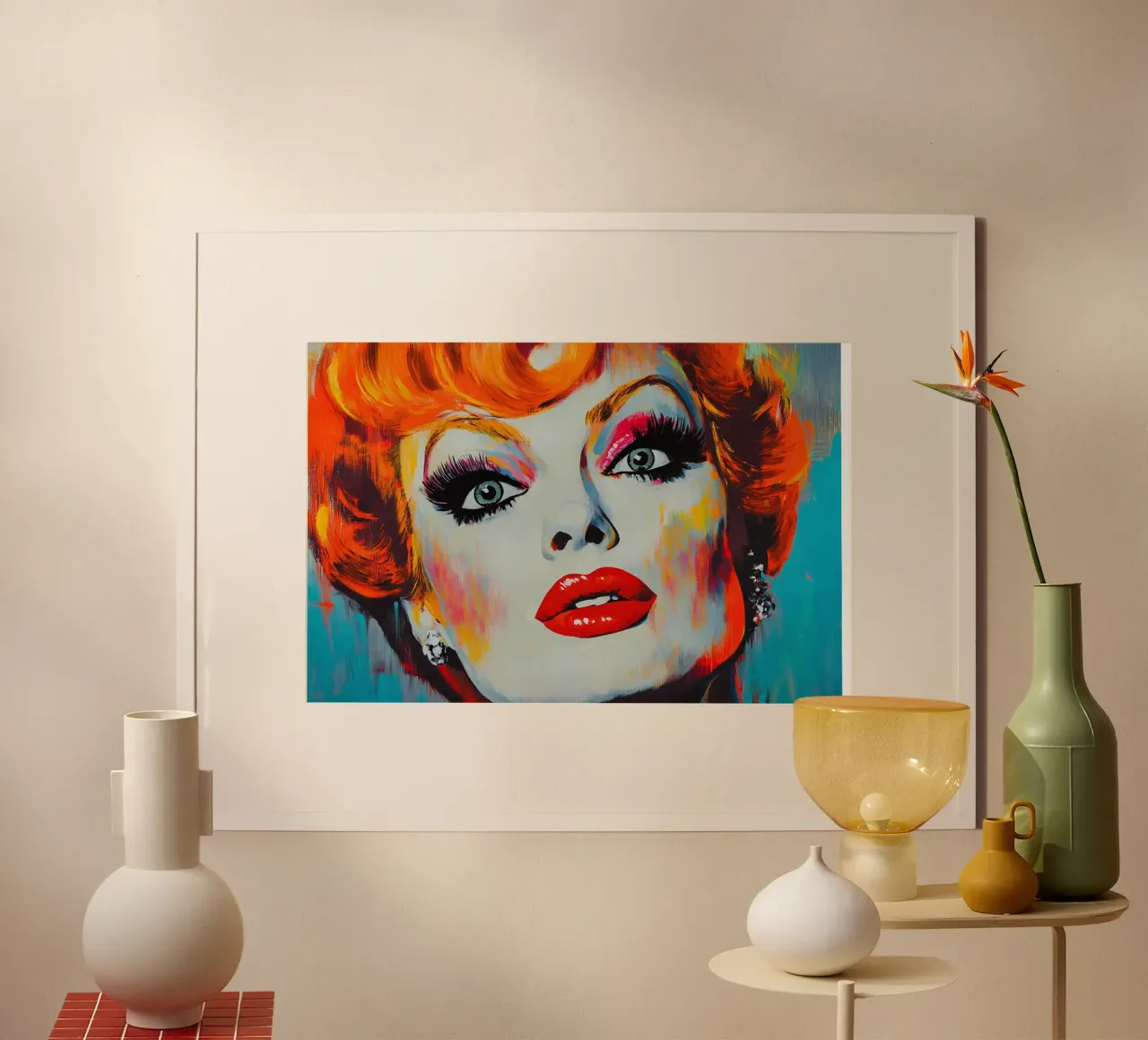 Pop art e glamour poster con telaio in legno da M-Ulrich-Digital Art