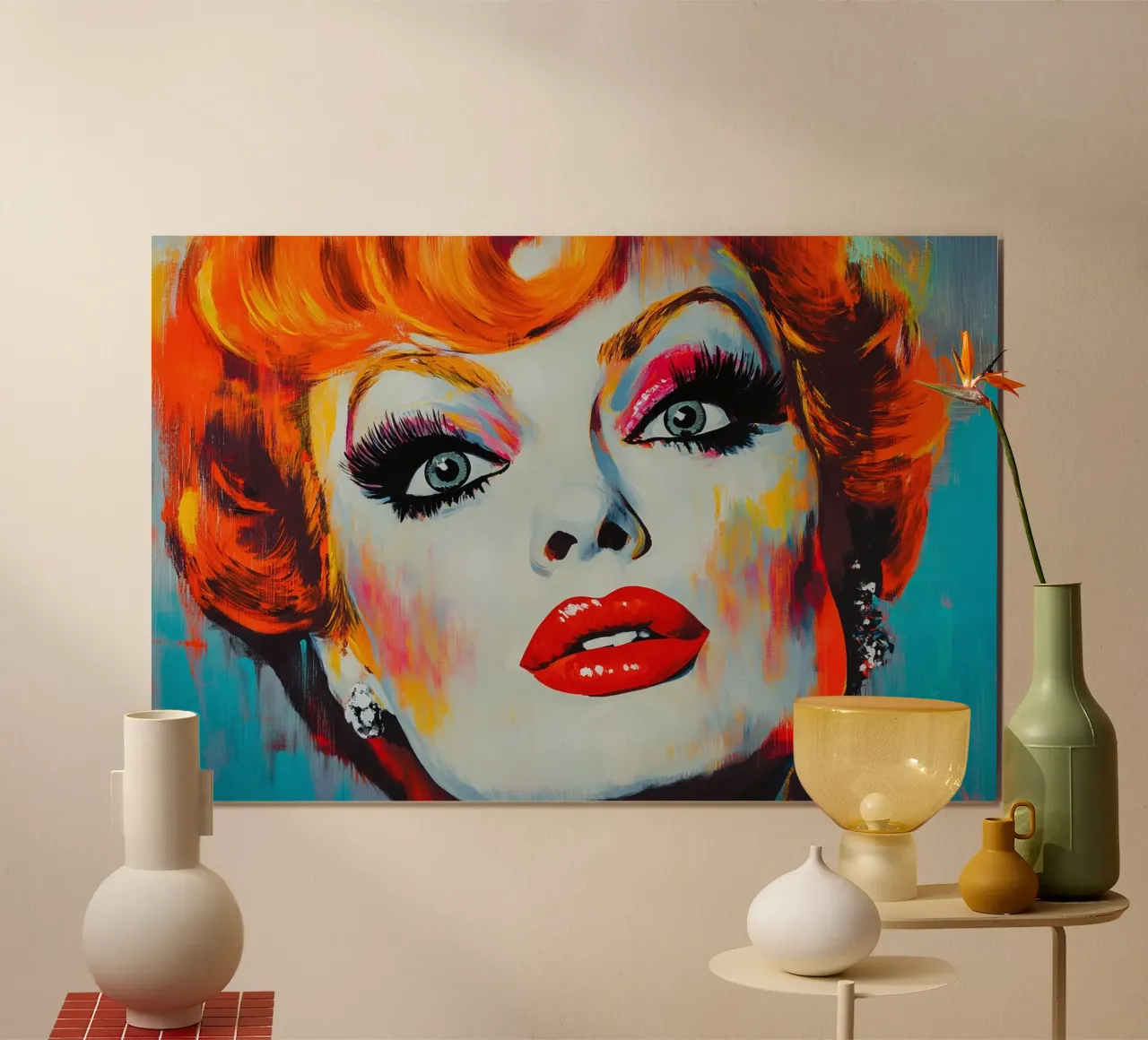 Pop art e glamour poster con telaio in legno da M-Ulrich-Digital Art