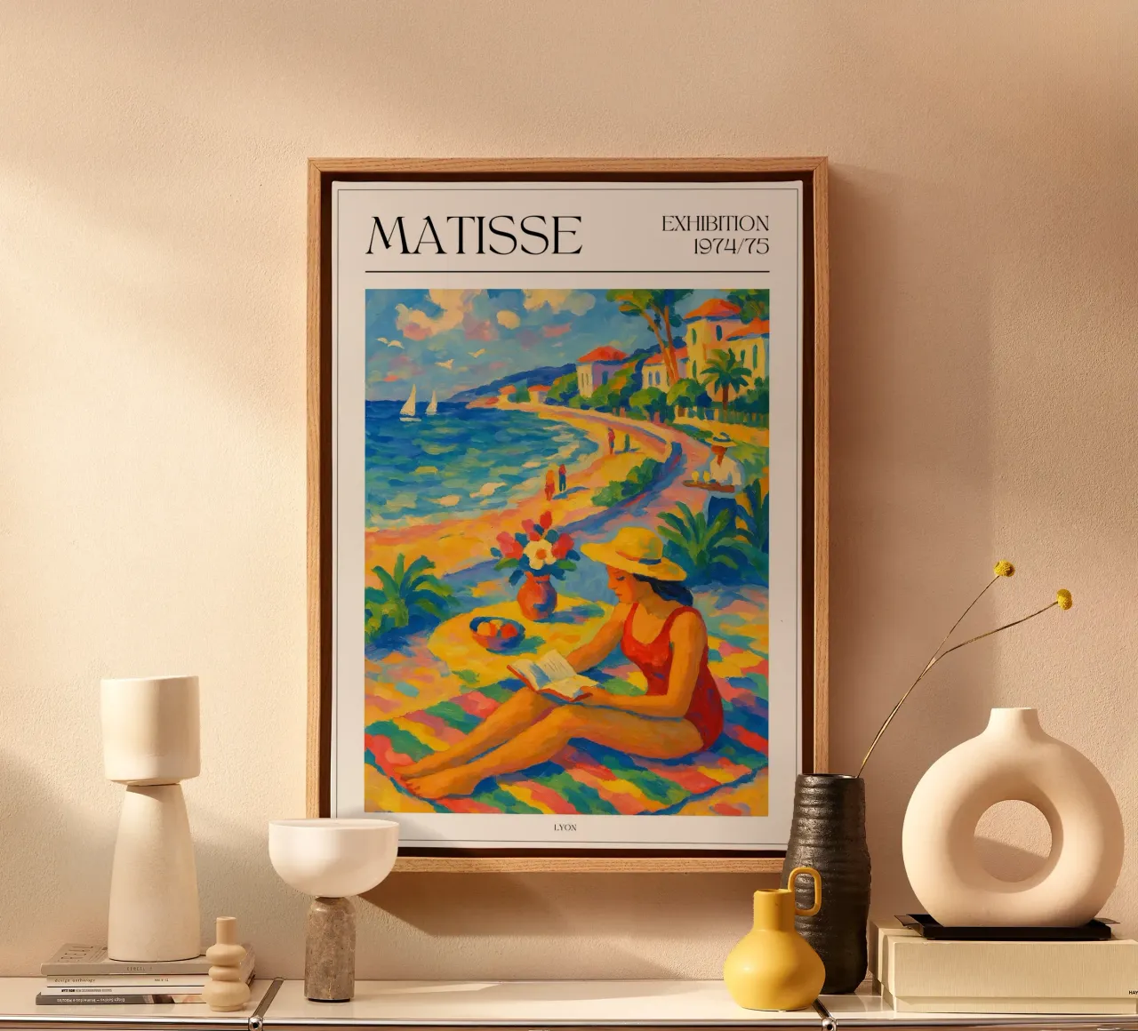 Henri Matisse inspiriertes Poster – Ein Tag am Meer canvas met Baklijst van typealive