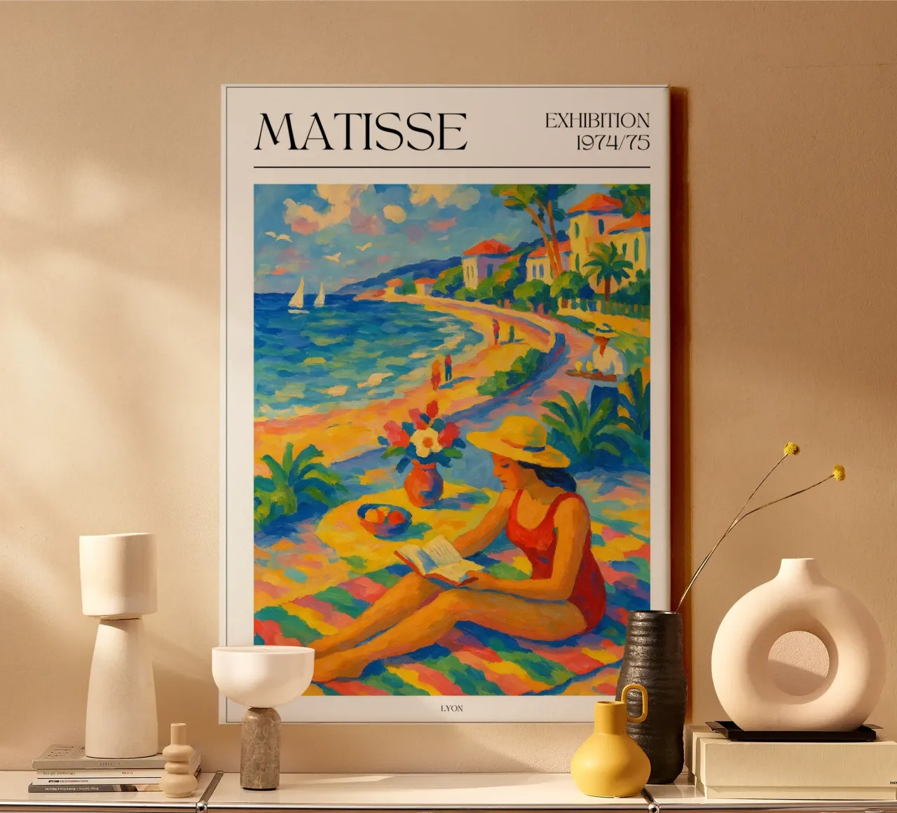 Henri Matisse inspiriertes Poster – Ein Tag am Meer canvas met Baklijst van typealive