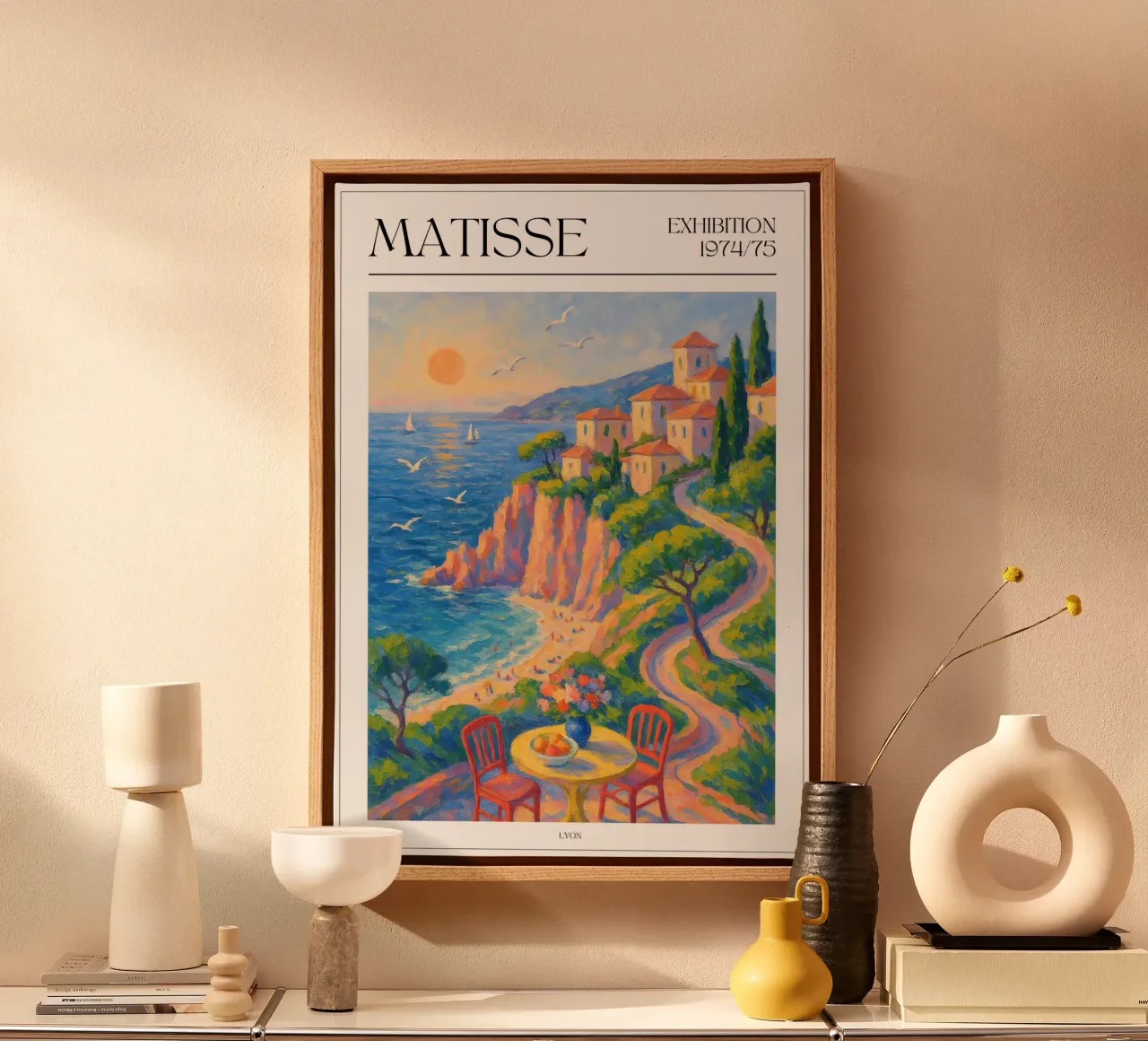 Henri Matisse inspiriertes Poster – Tisch mit Obst tela con Cornice a cassetta da typealive
