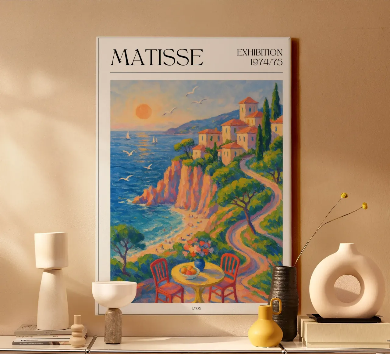 Henri Matisse inspiriertes Poster – Tisch mit Obst tela con Cornice a cassetta da typealive