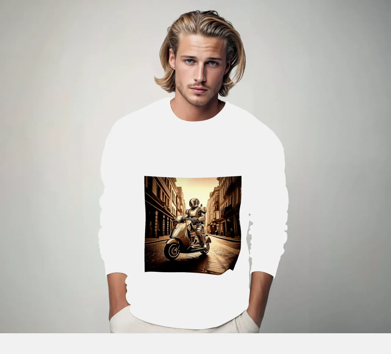 ROBOT EN SCOOTER. SEPIA felpa da Thierry vobmann photography