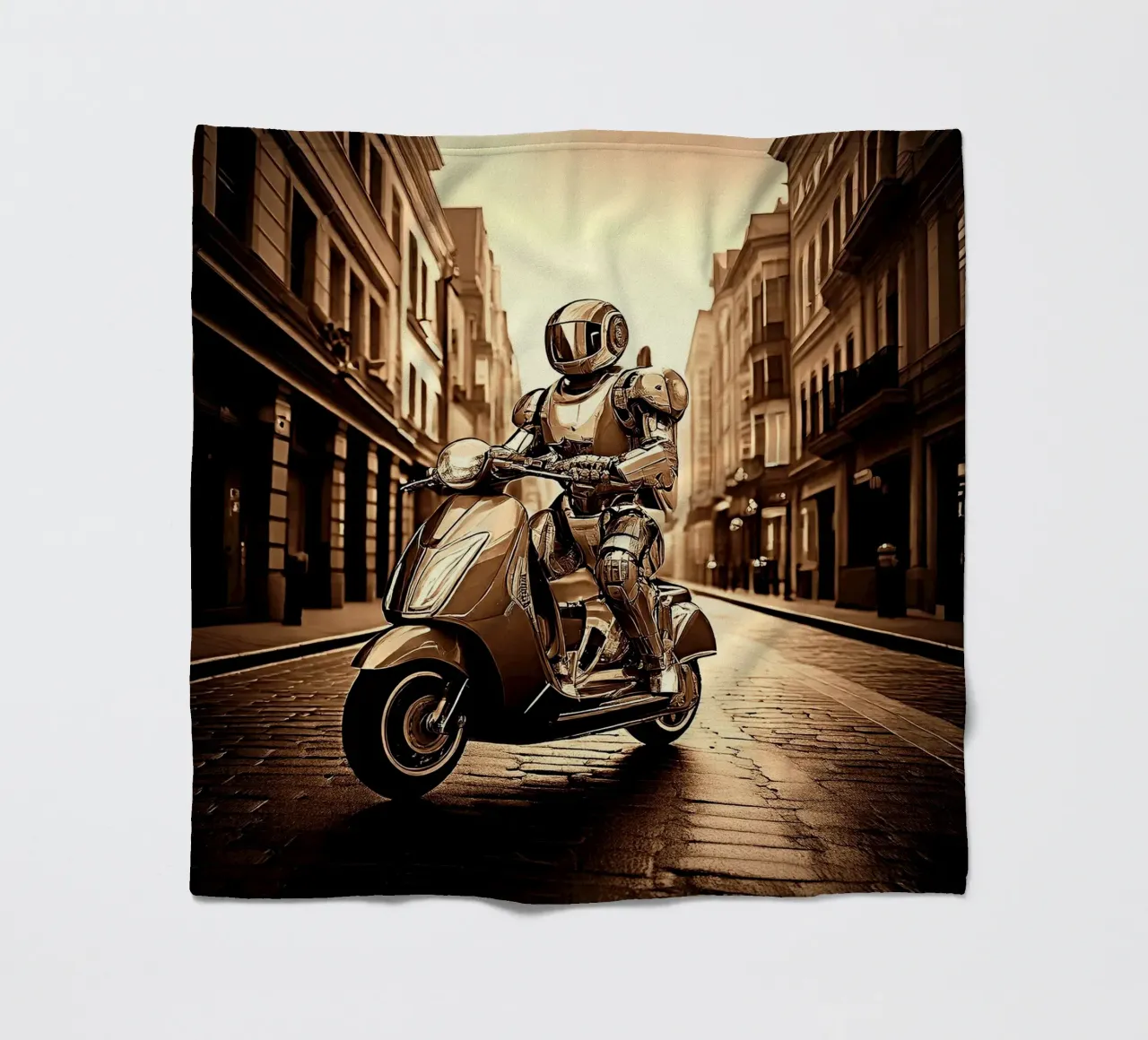 ROBOT EN SCOOTER. SEPIA coperta in pile da Thierry vobmann photography